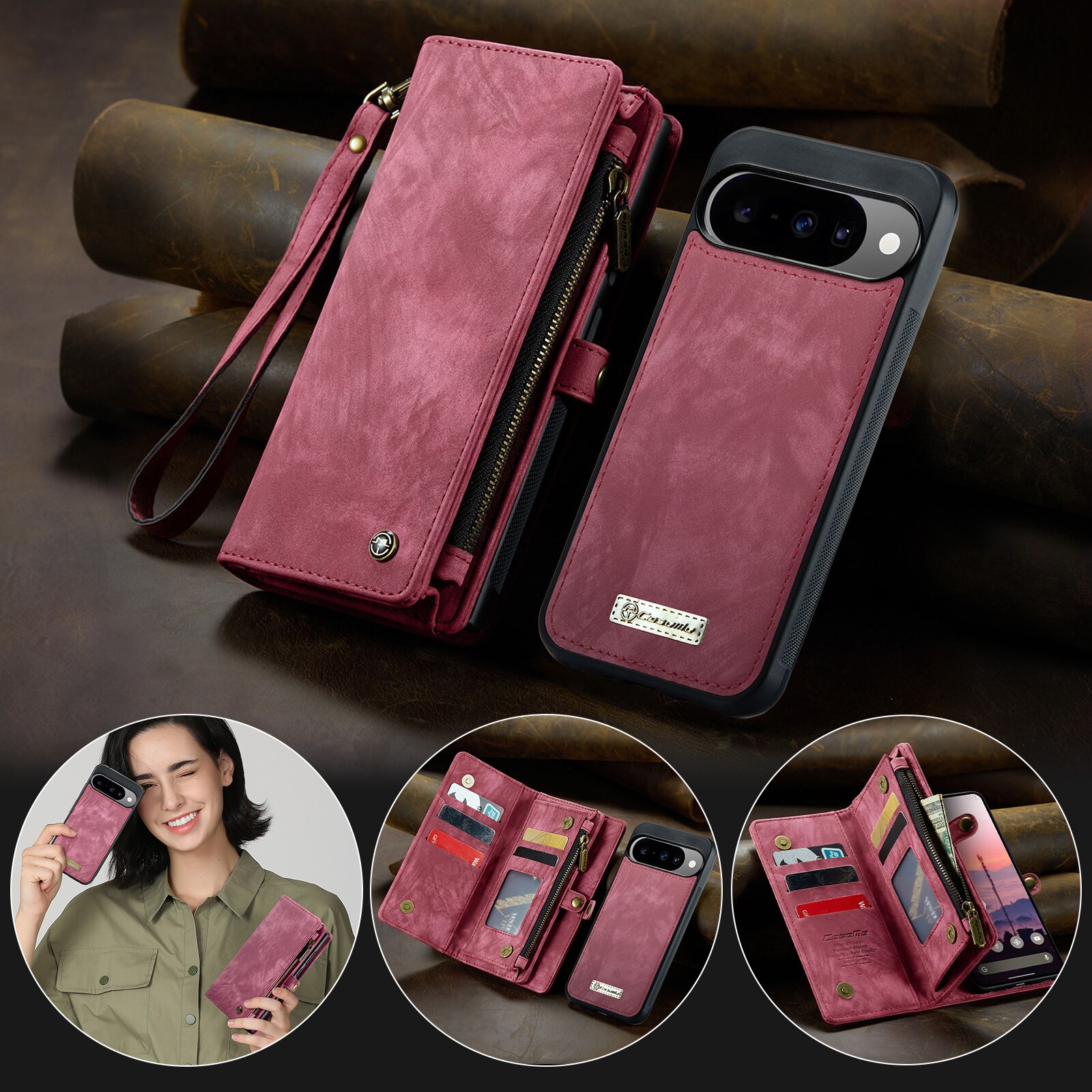 Cartera Multi-Slot Google Pixel 10 Pro Rojo