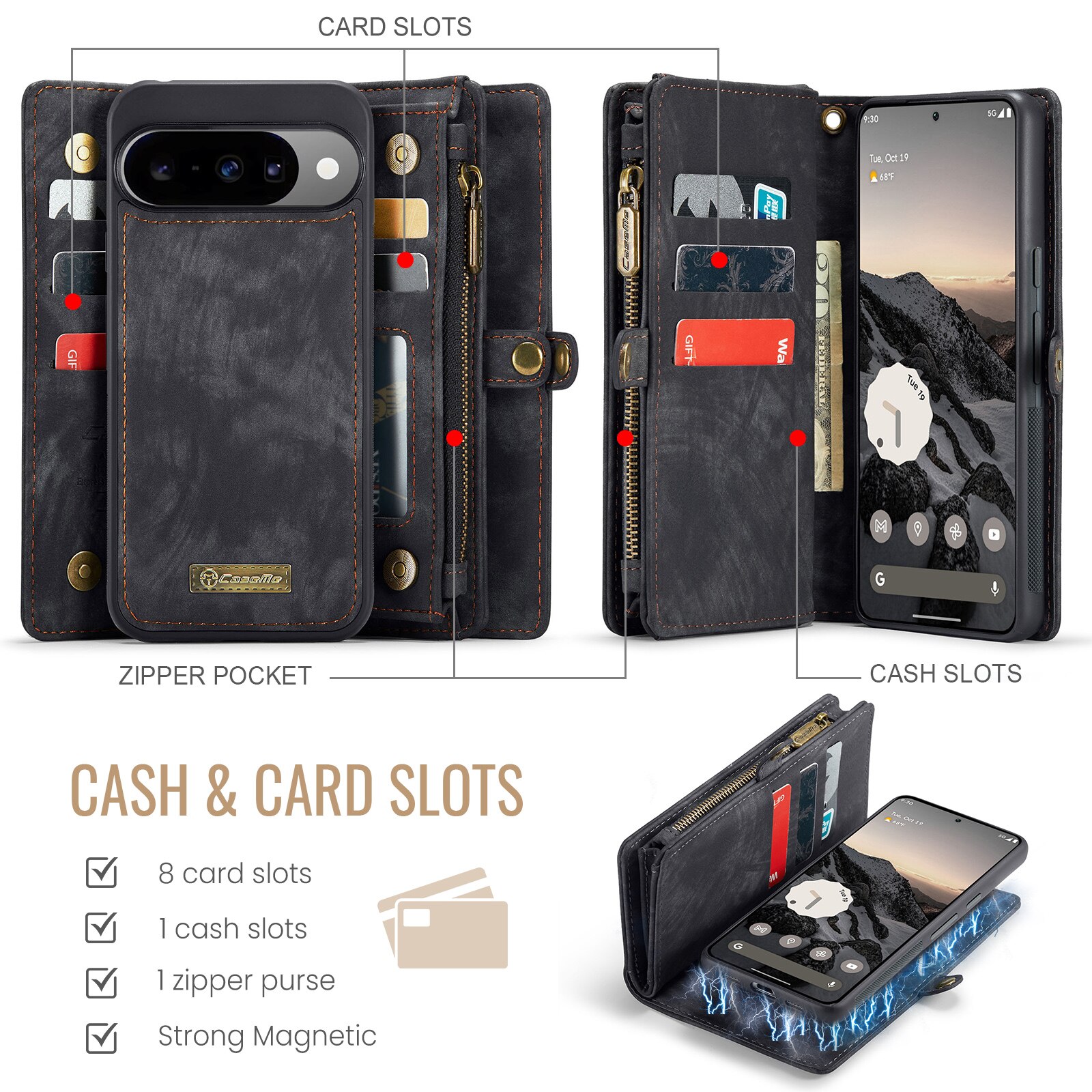 Cartera Multi-Slot Google Pixel 10 Pro Gris