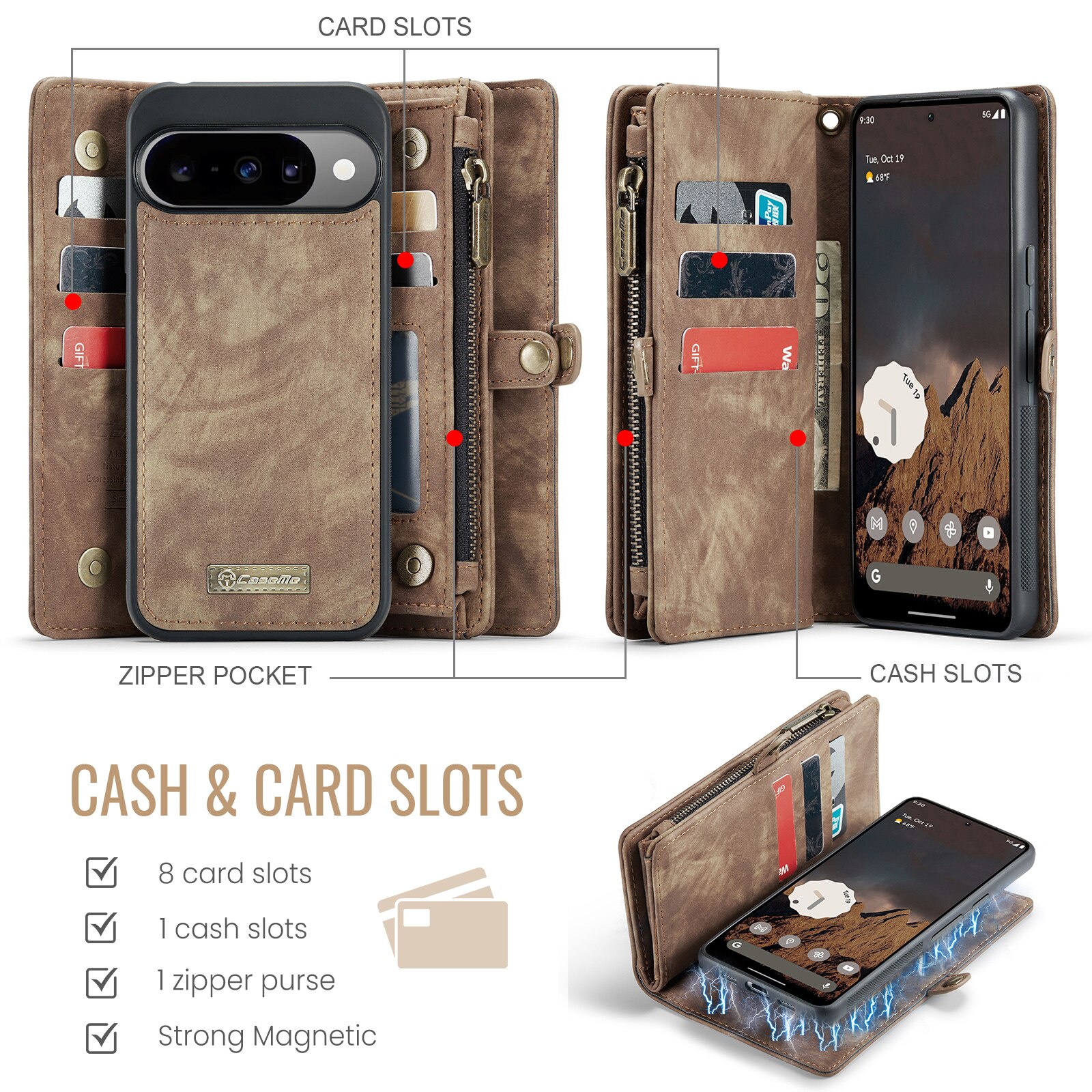 Cartera Multi-Slot Google Pixel 10 Marrón
