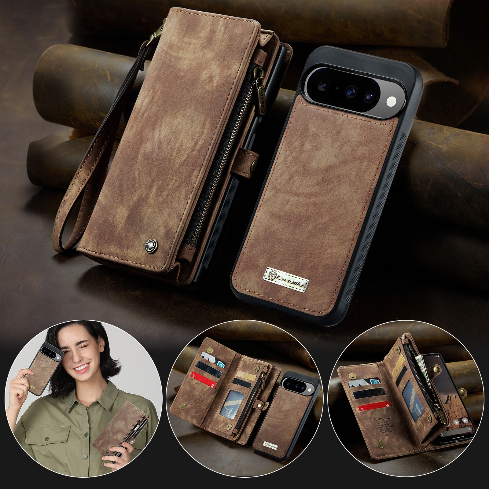 Cartera Multi-Slot Google Pixel 10 Marrón