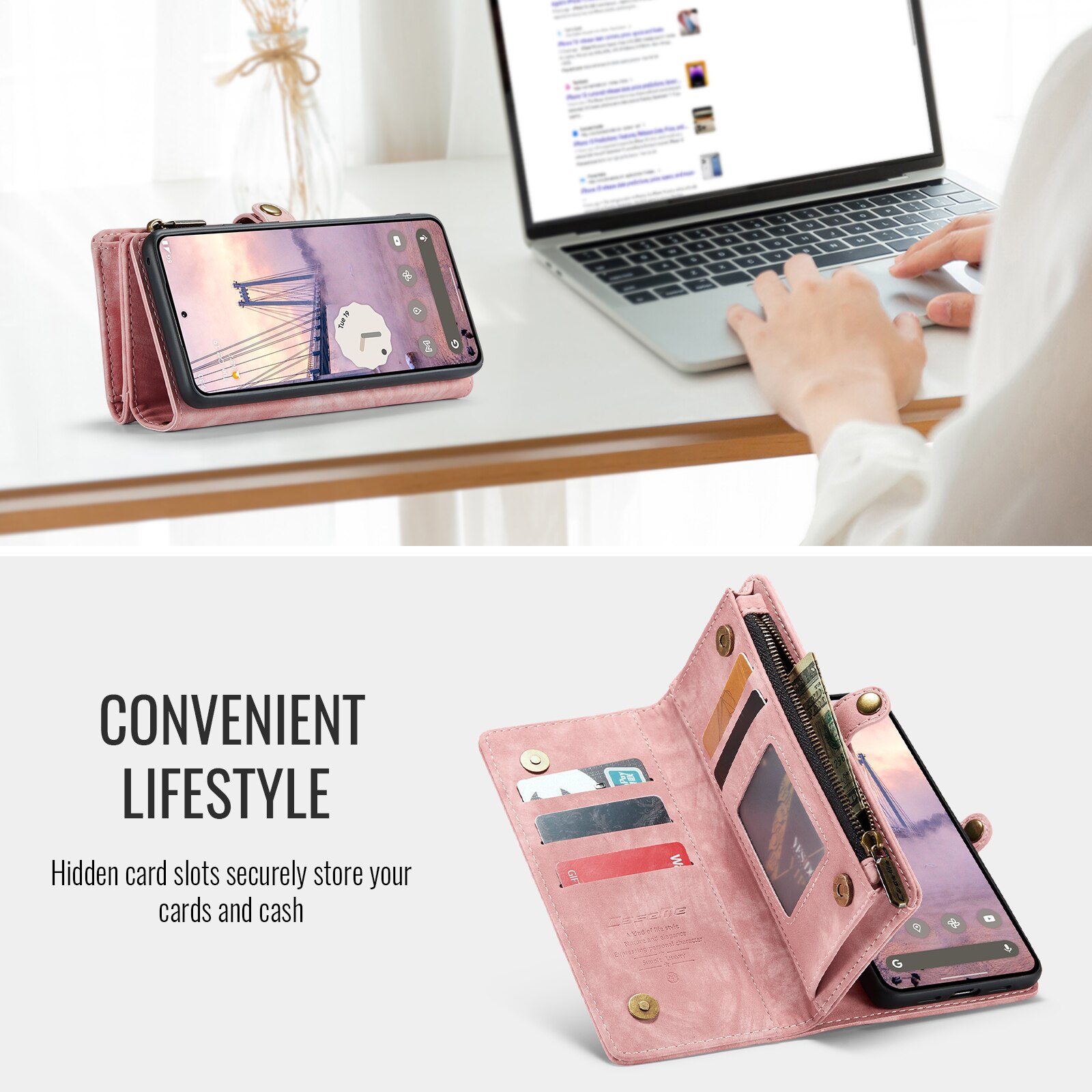 Cartera Multi-Slot Google Pixel 10 Rosa