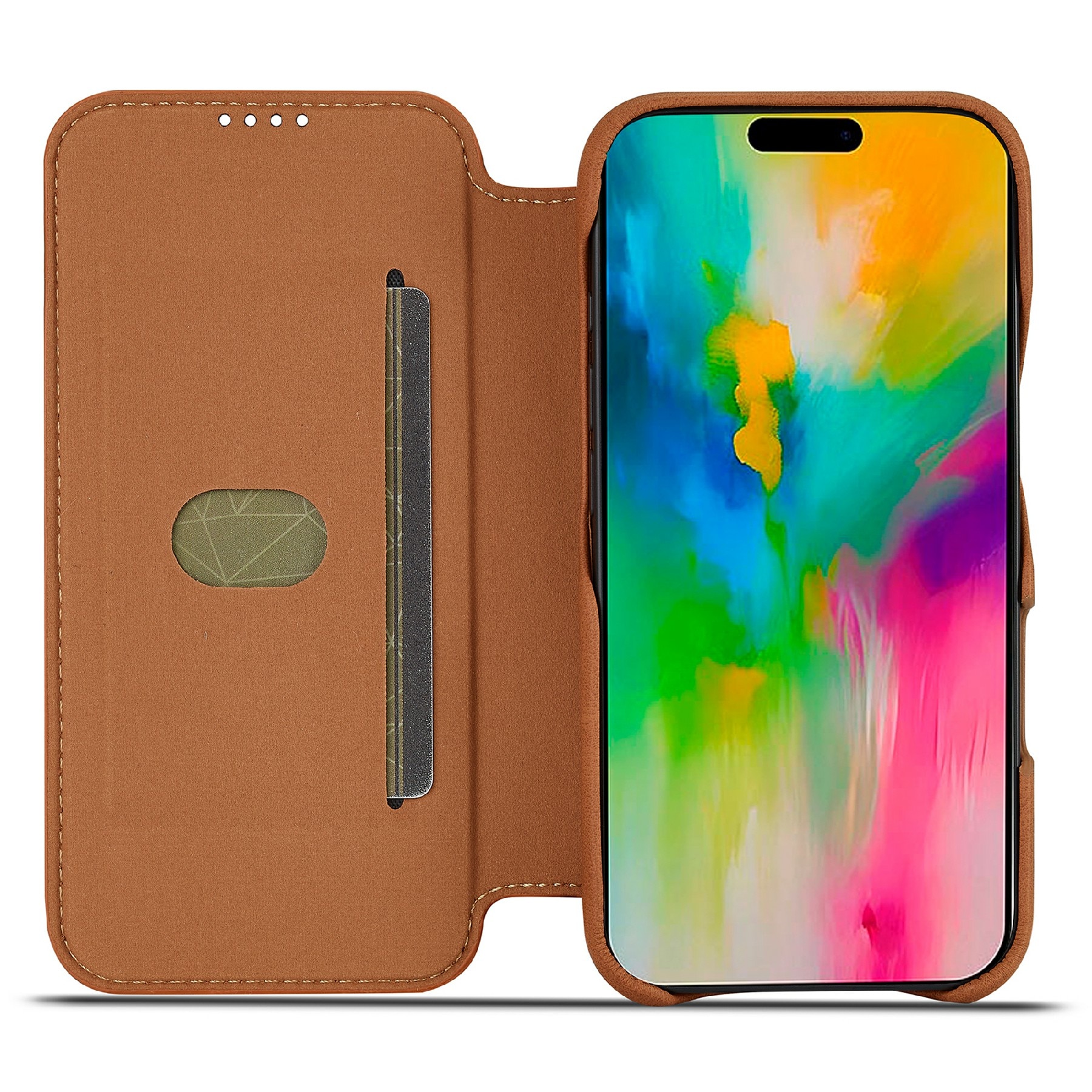 Funda delgada con solapa iPhone 17 Cognac