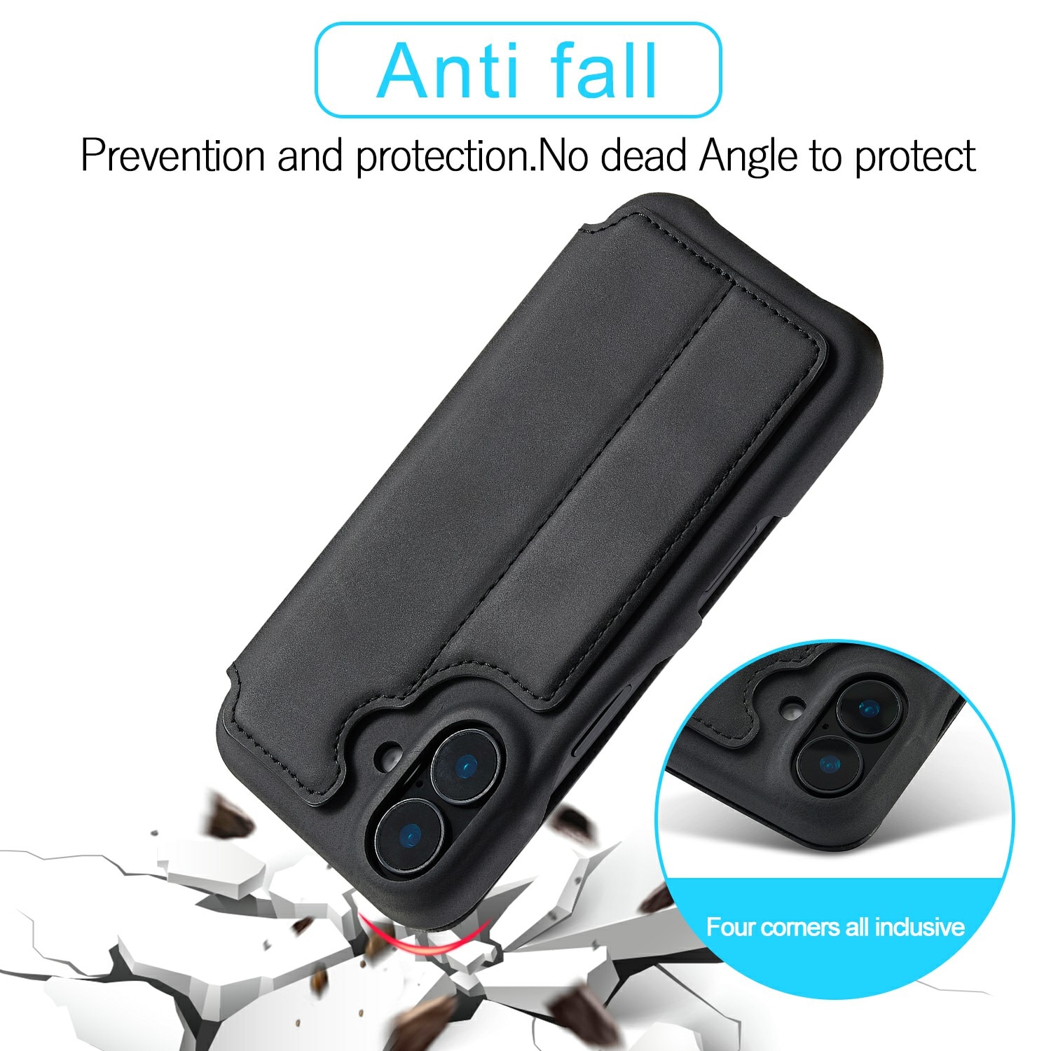 Funda delgada con solapa iPhone 17 negro