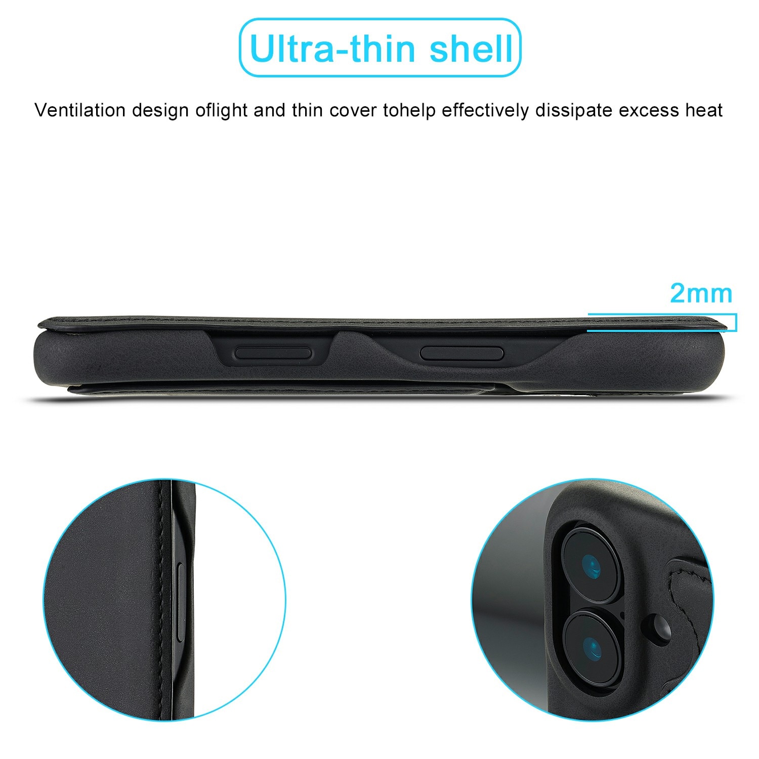Funda delgada con solapa iPhone 17 negro