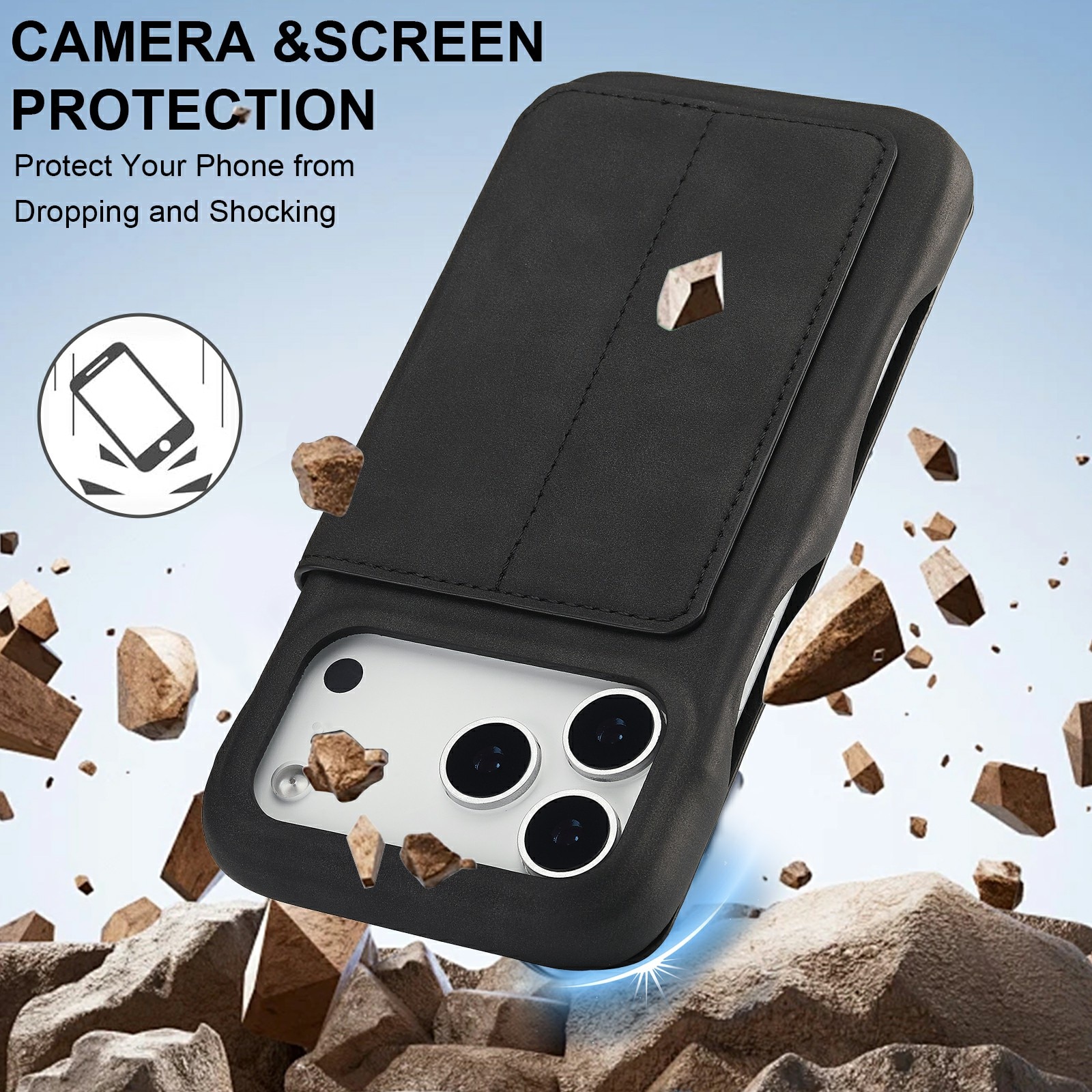 Funda delgada con solapa iPhone 17 Pro Negro