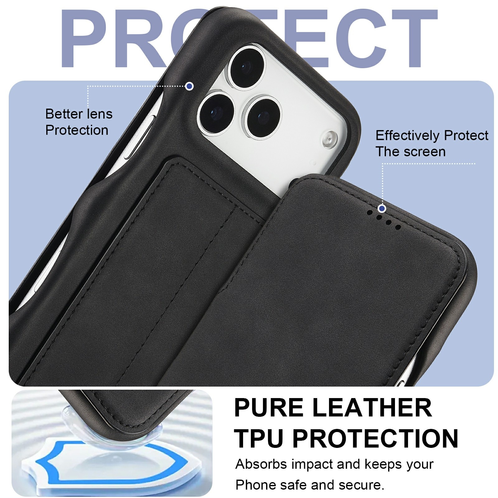 Funda delgada con solapa iPhone 17 Pro Max Negro