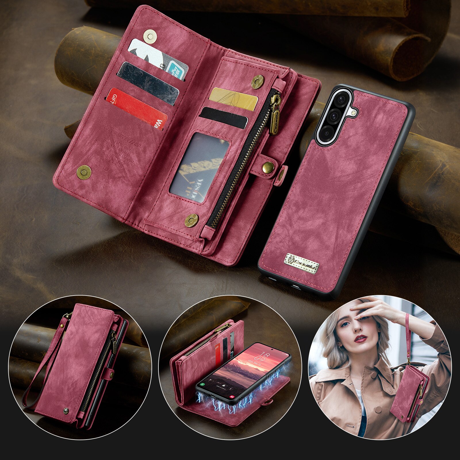 Cartera Multi-Slot Samsung Galaxy A17 Rojo