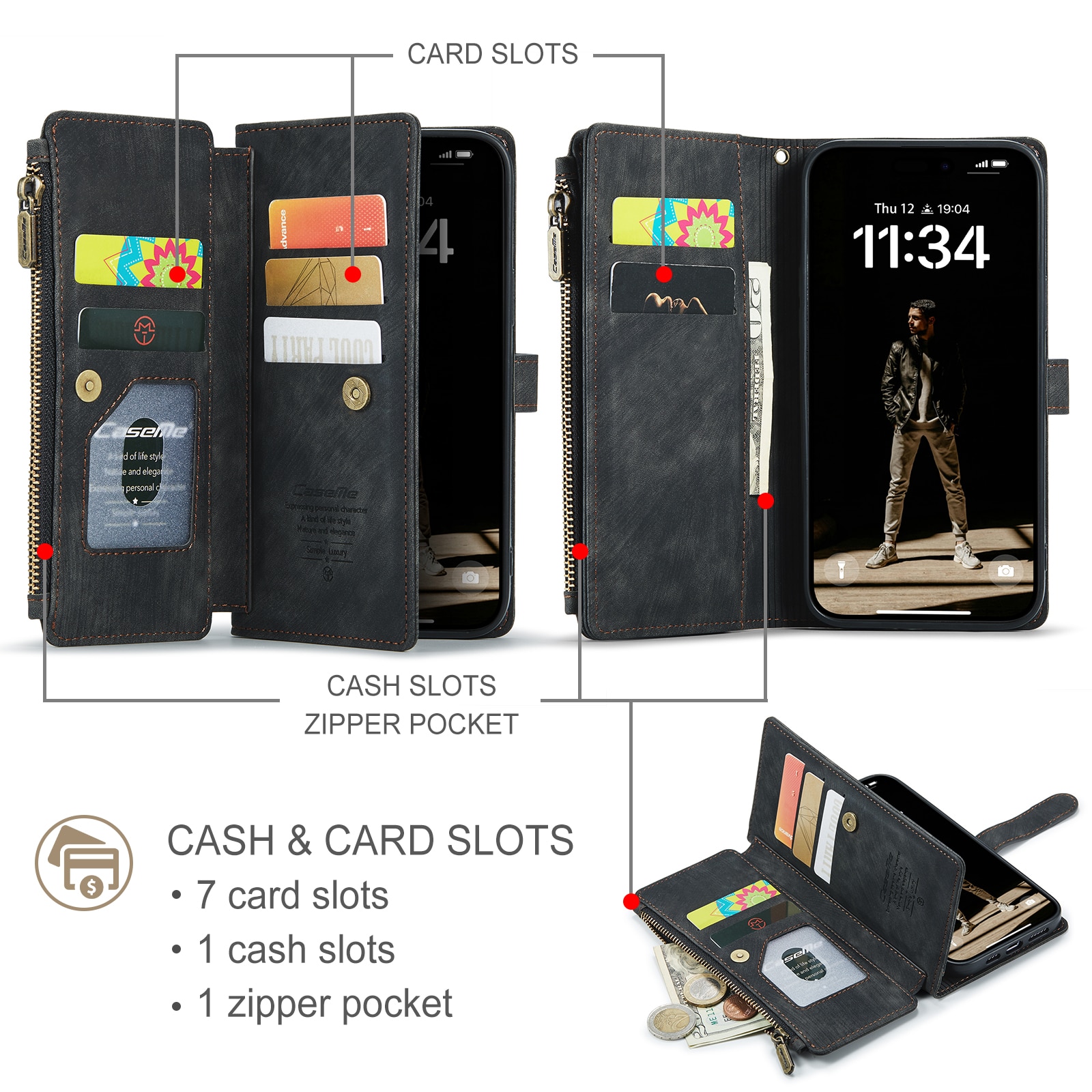 Cartera Zipper iPhone 17 Negro