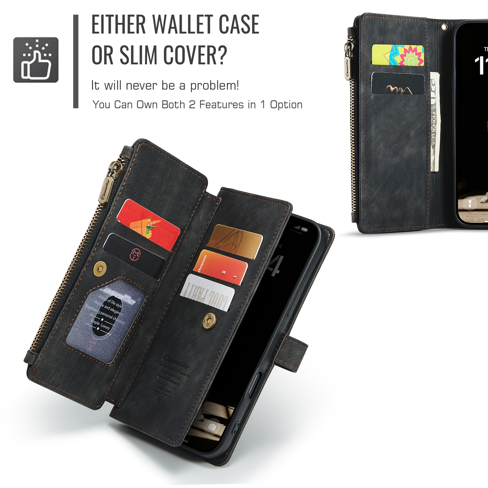 Cartera Zipper iPhone 17 Negro