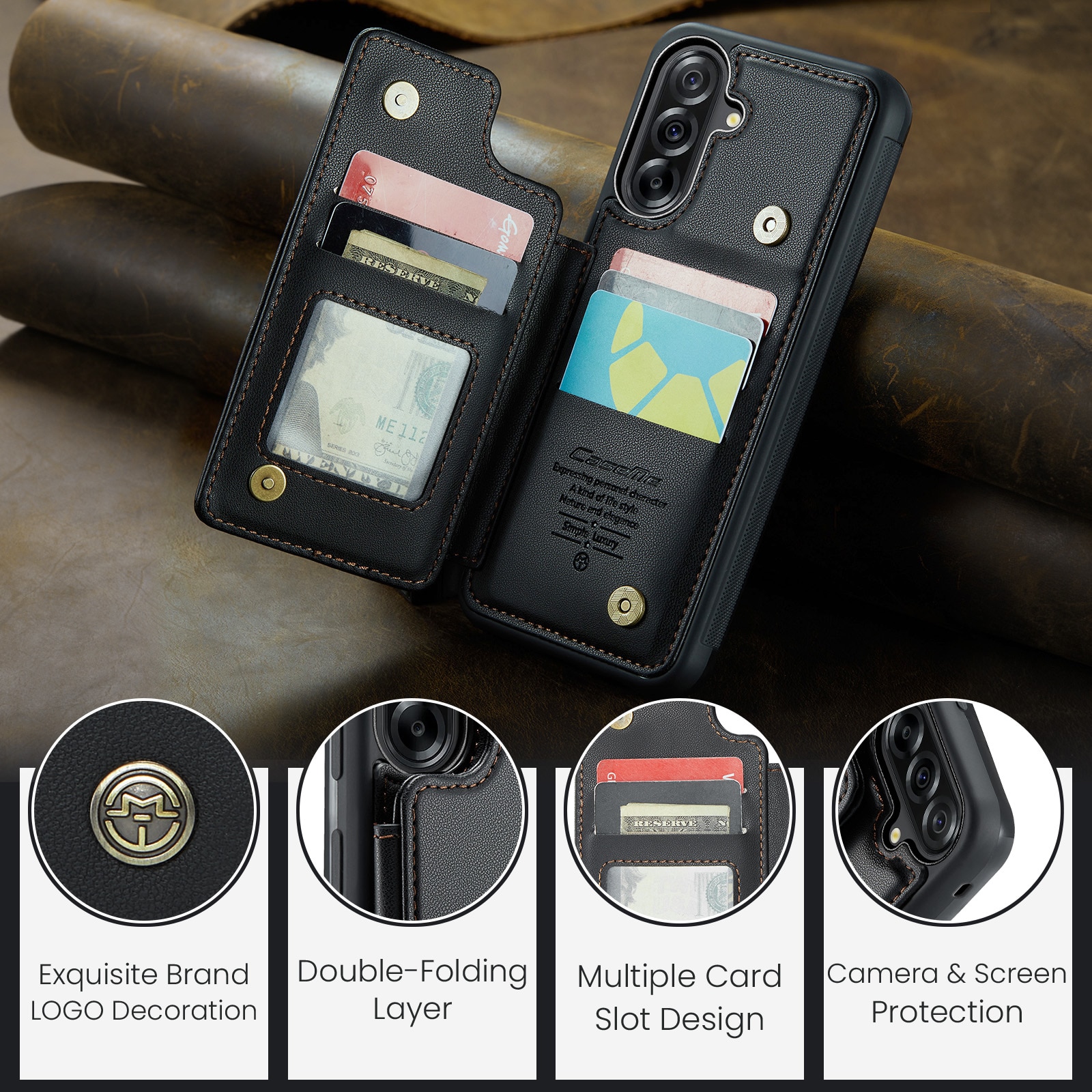 Funda con tarjetero anti-RFID Samsung Galaxy A17 negro