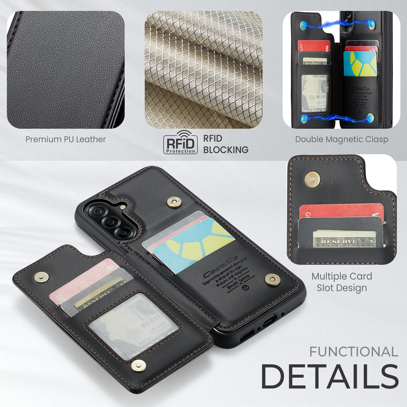 Funda con tarjetero anti-RFID Samsung Galaxy A17 negro
