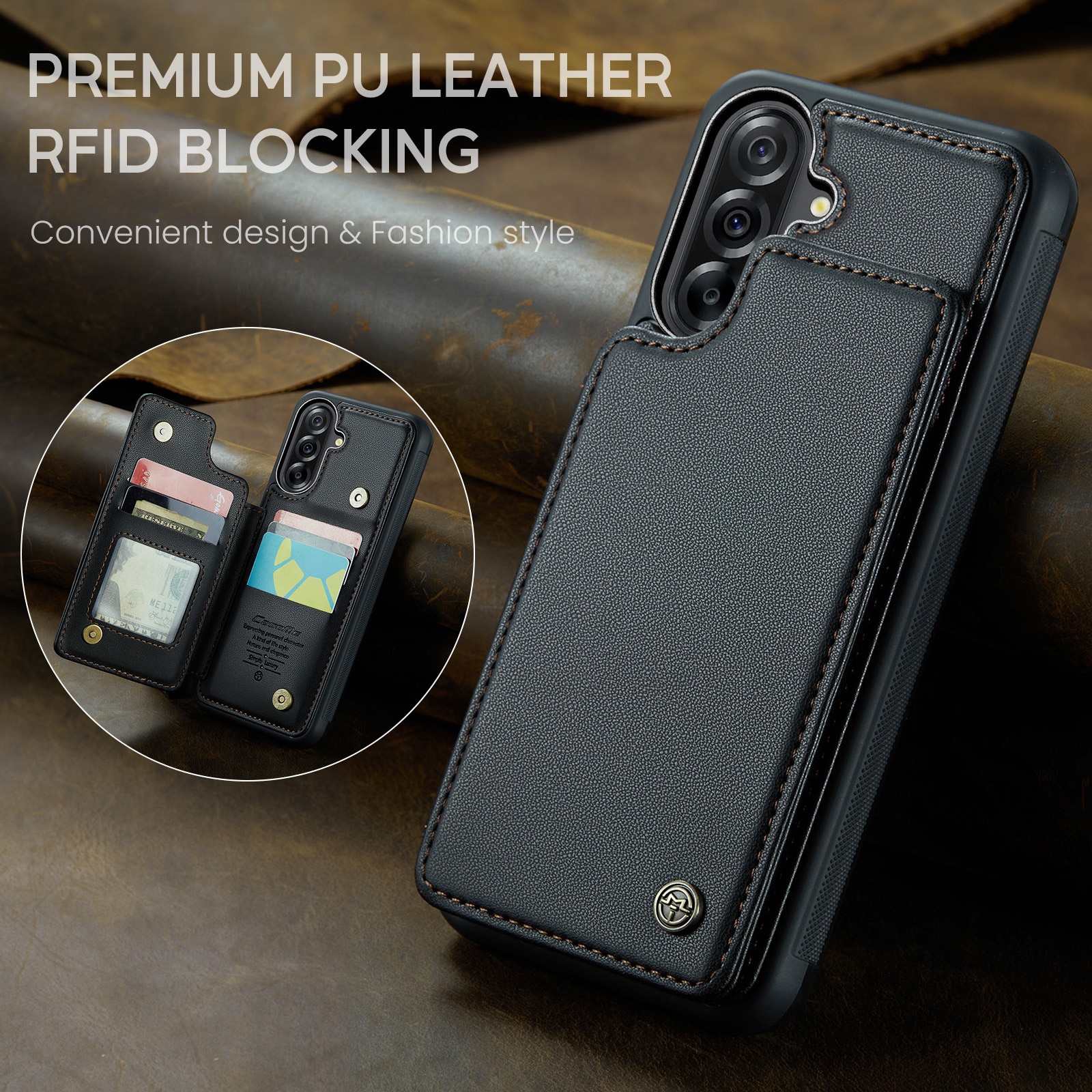 Funda con tarjetero anti-RFID Samsung Galaxy A17 negro