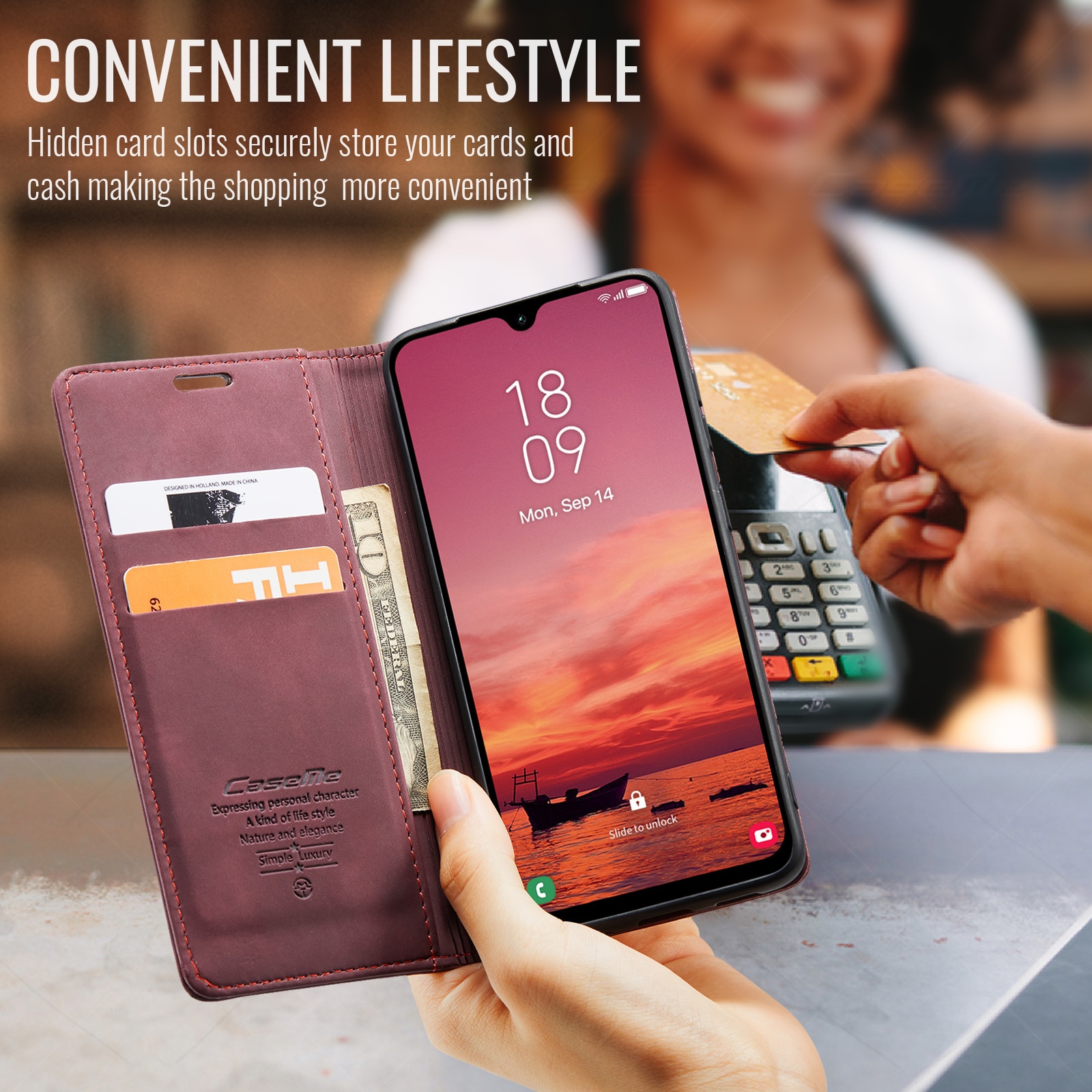 Funda delgada con solapa Samsung Galaxy A17 Rojo