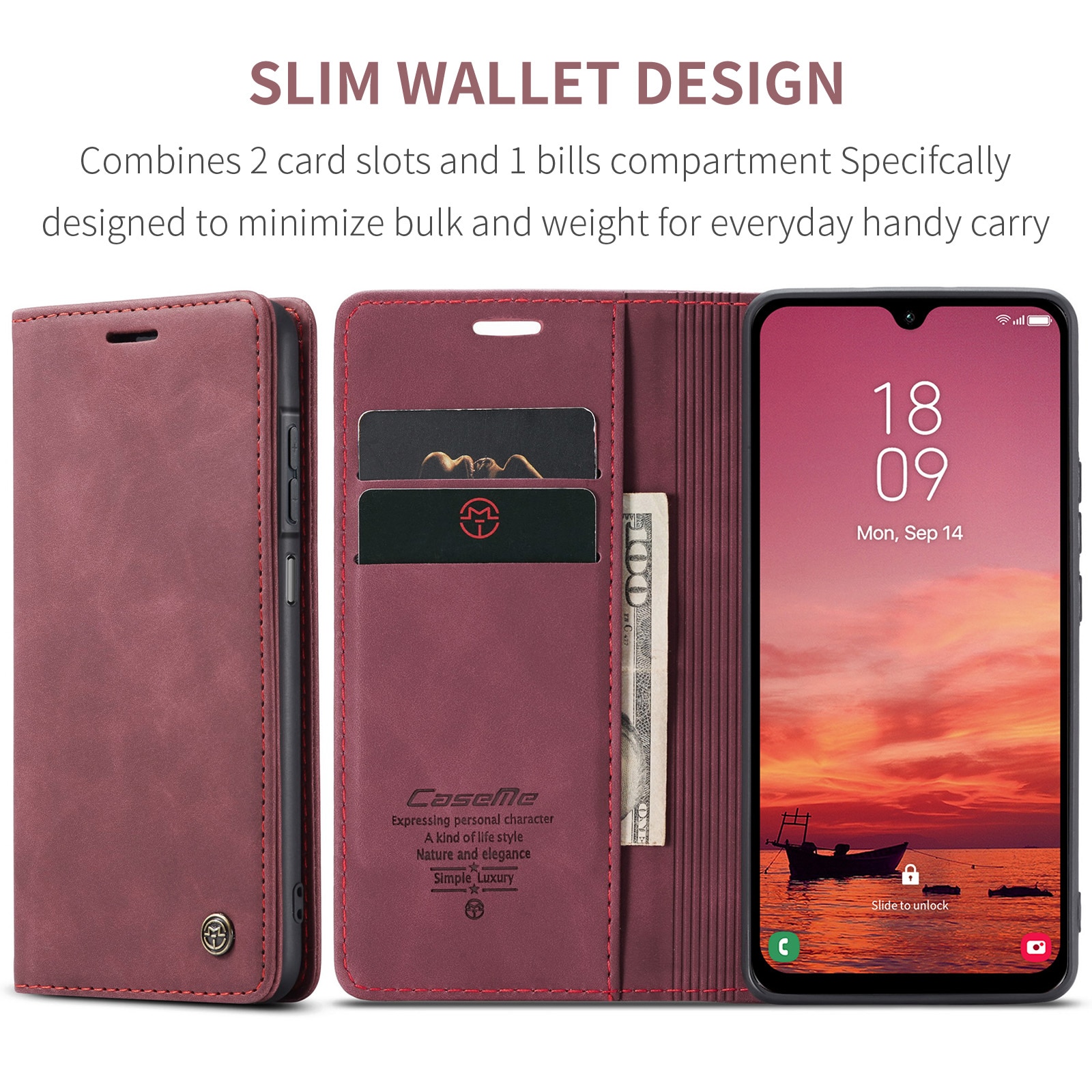 Funda delgada con solapa Samsung Galaxy A17 Rojo