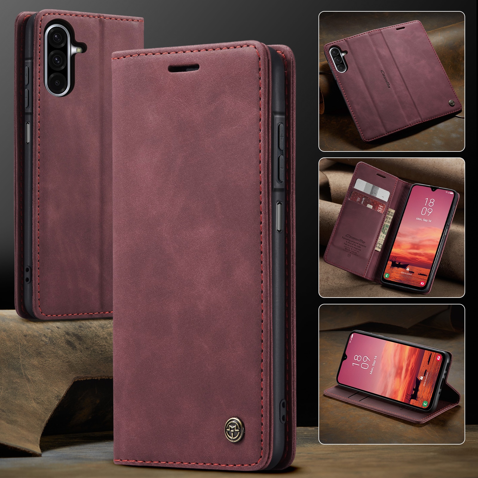 Funda delgada con solapa Samsung Galaxy A17 Rojo