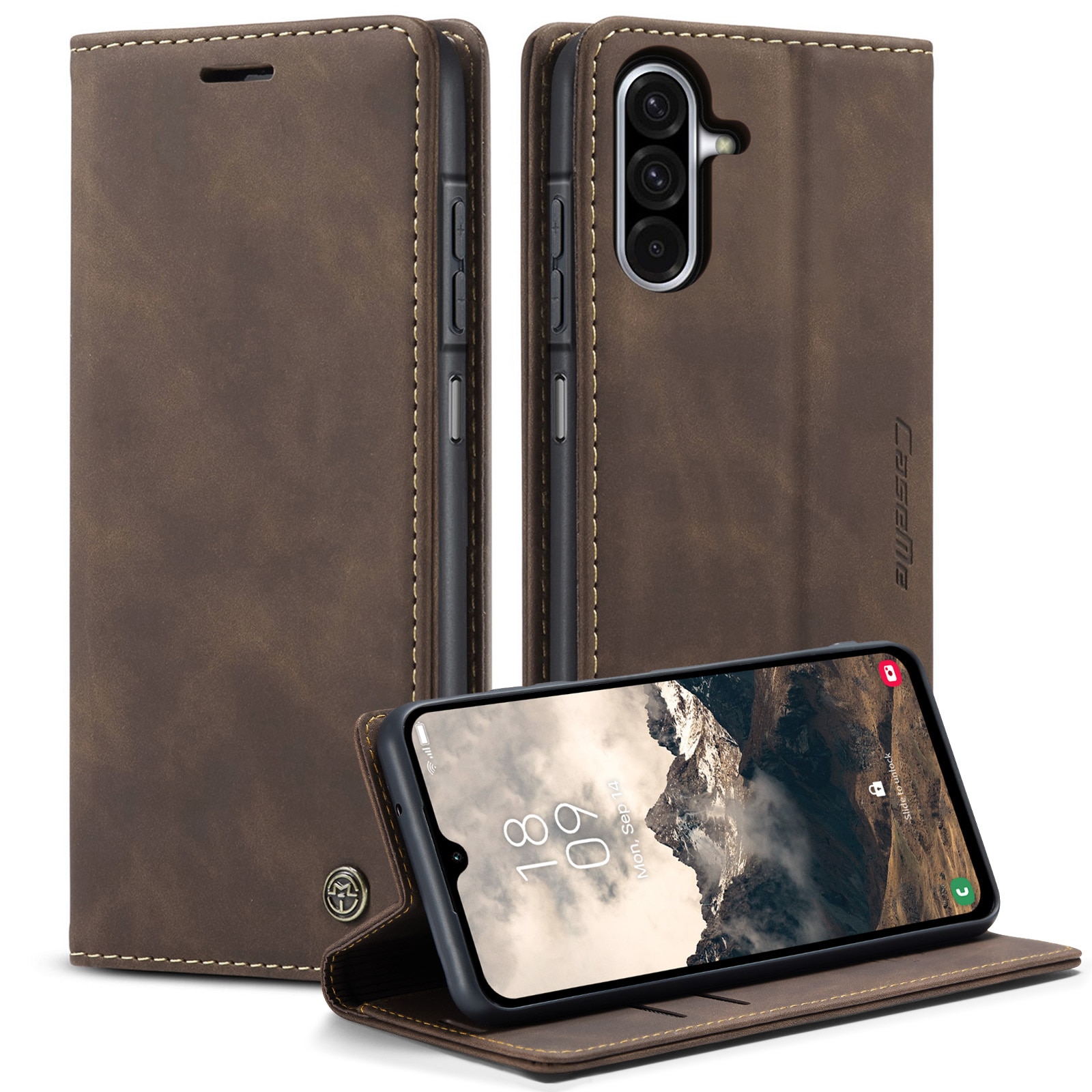 Funda delgada con solapa Samsung Galaxy A17 Marrón