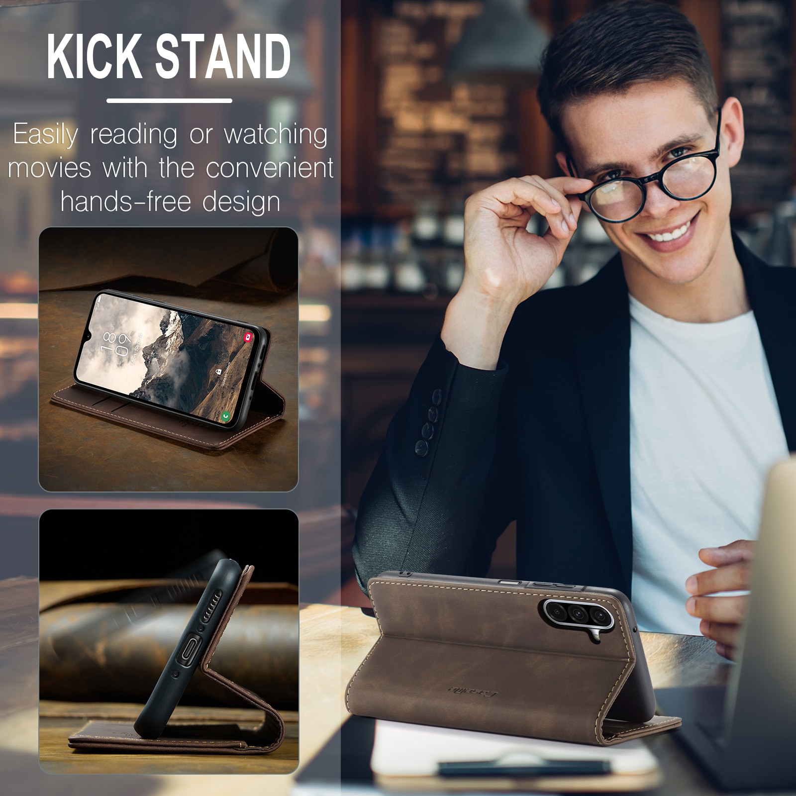 Funda delgada con solapa Samsung Galaxy A17 Marrón