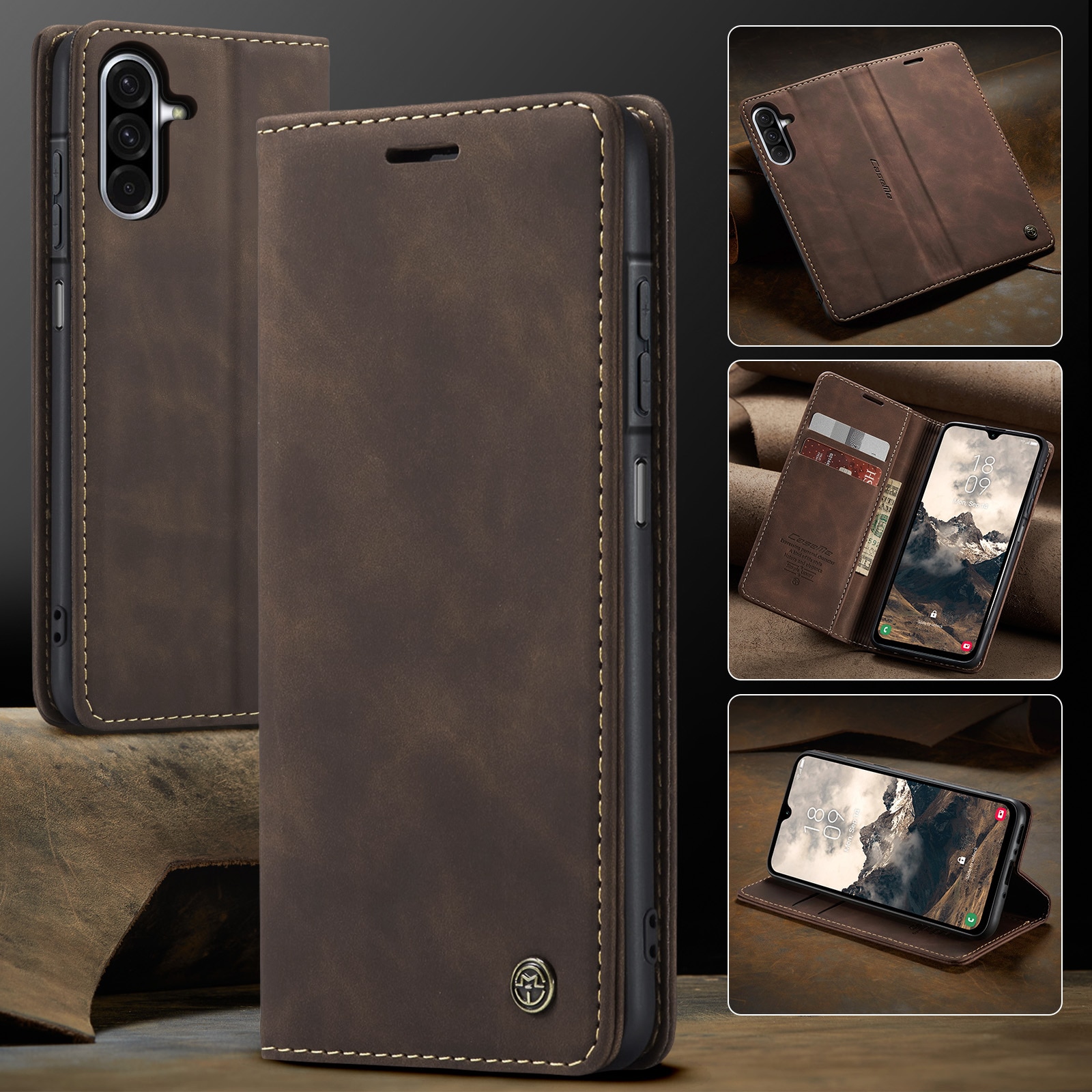 Funda delgada con solapa Samsung Galaxy A17 Marrón