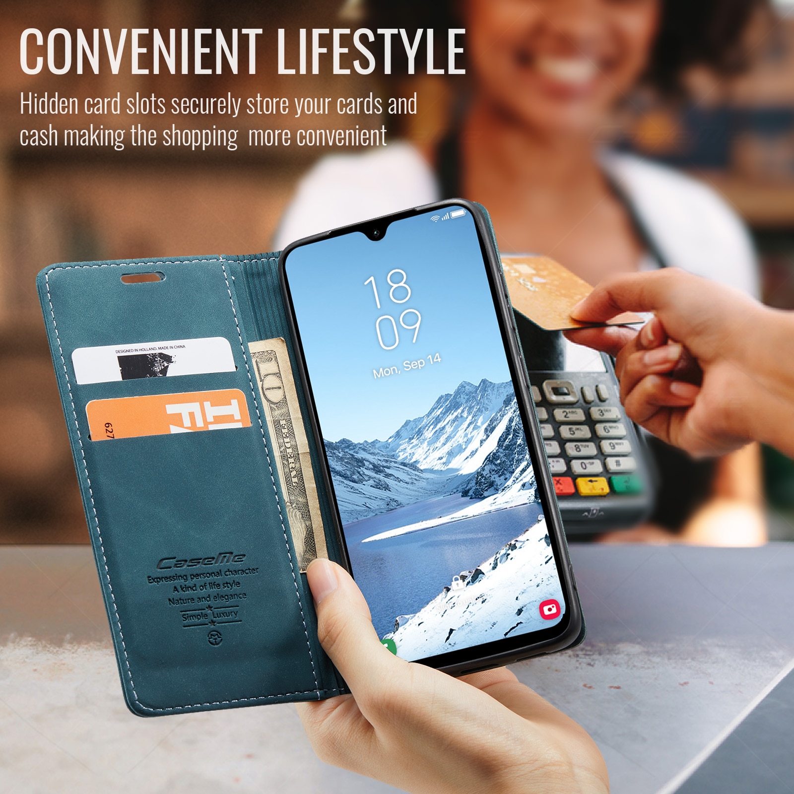 Funda delgada con solapa Samsung Galaxy A17 Azul
