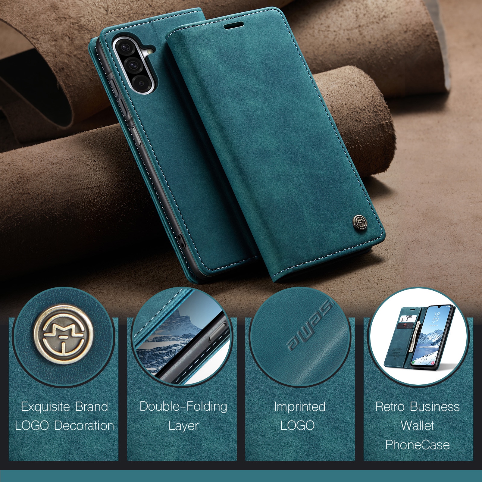 Funda delgada con solapa Samsung Galaxy A17 Azul