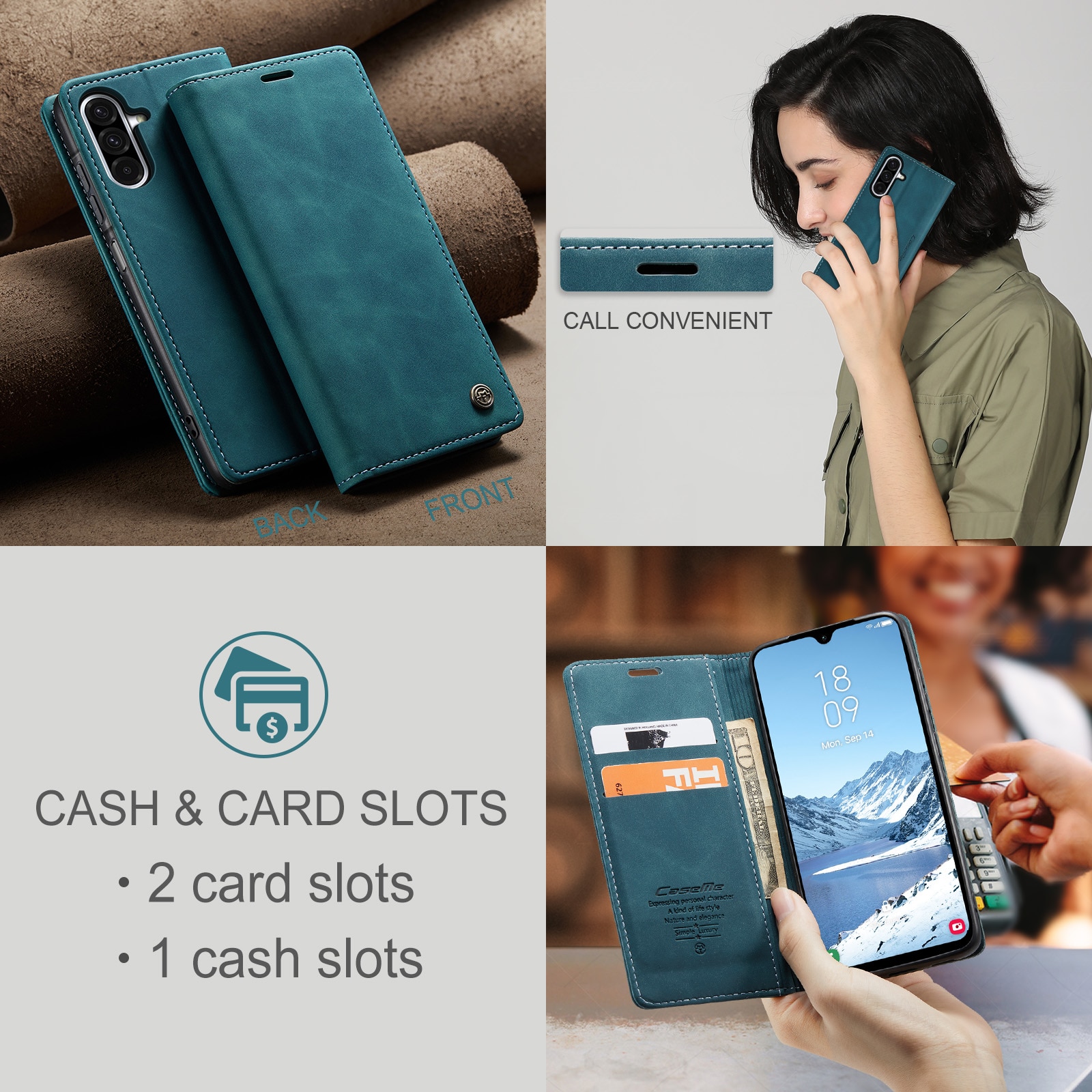 Funda delgada con solapa Samsung Galaxy A17 Azul