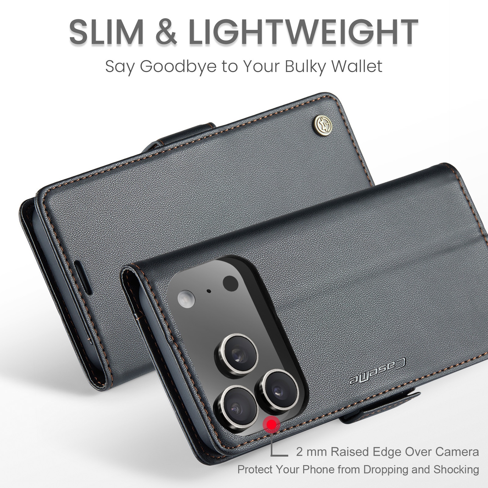 Funda delgada con solapa anti-RFID iPhone 17 Pro Negro