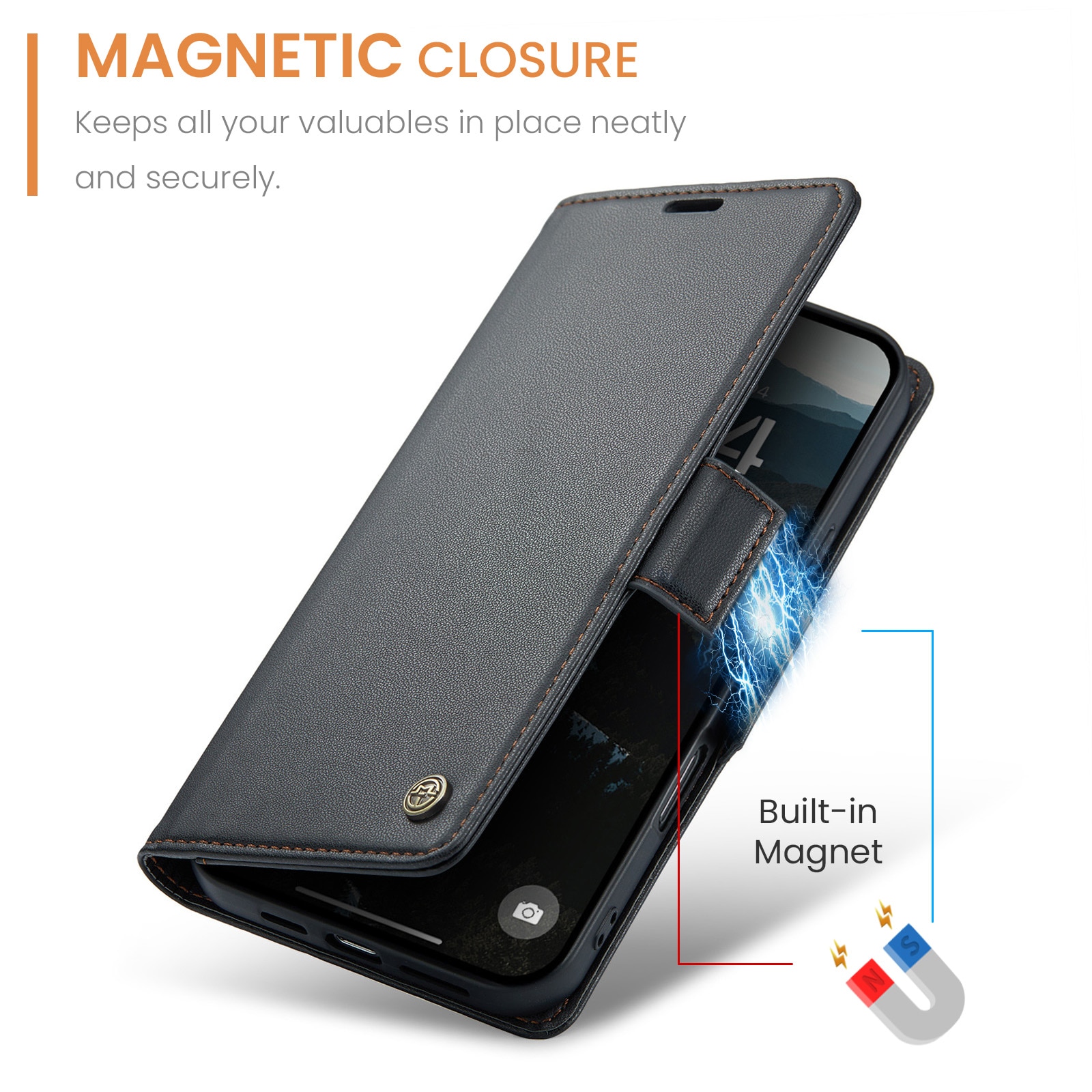 Funda delgada con solapa anti-RFID iPhone 17 Air Negro