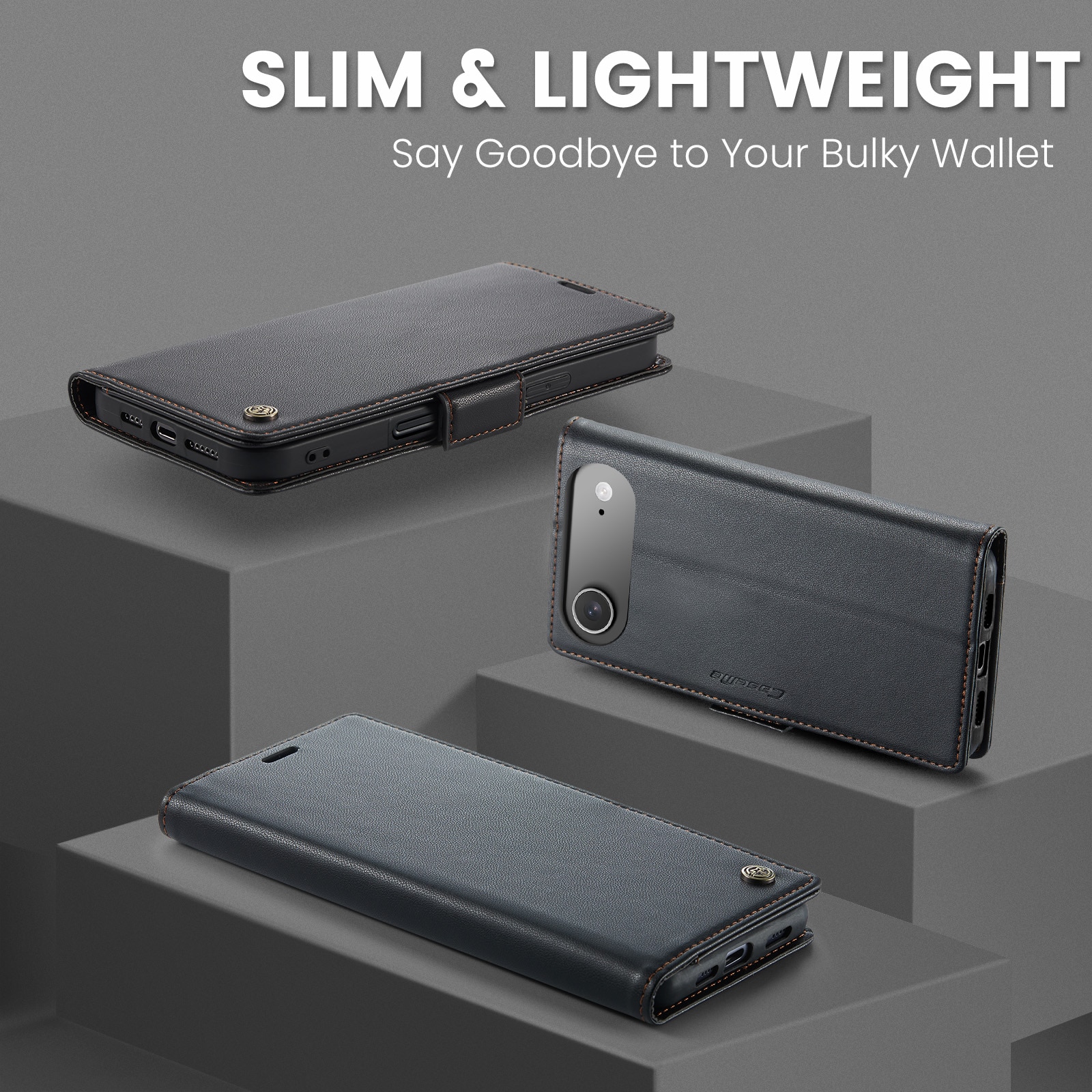 Funda delgada con solapa anti-RFID iPhone 17 Air Negro