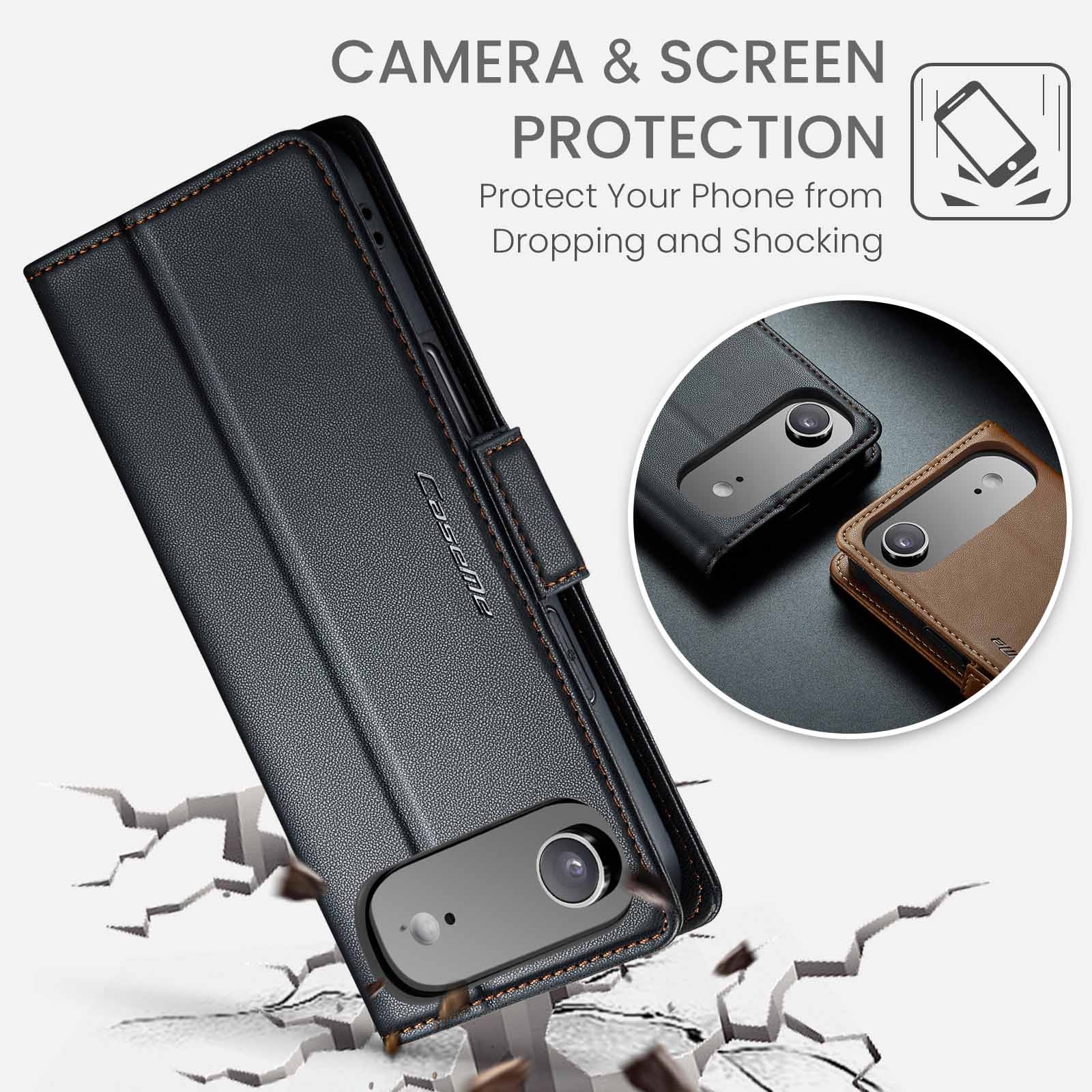 Funda delgada con solapa anti-RFID iPhone 17 Air Negro