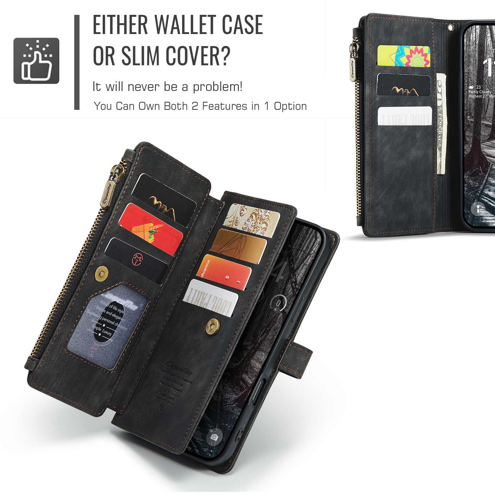 Cartera Zipper iPhone 17 Pro Max Negro