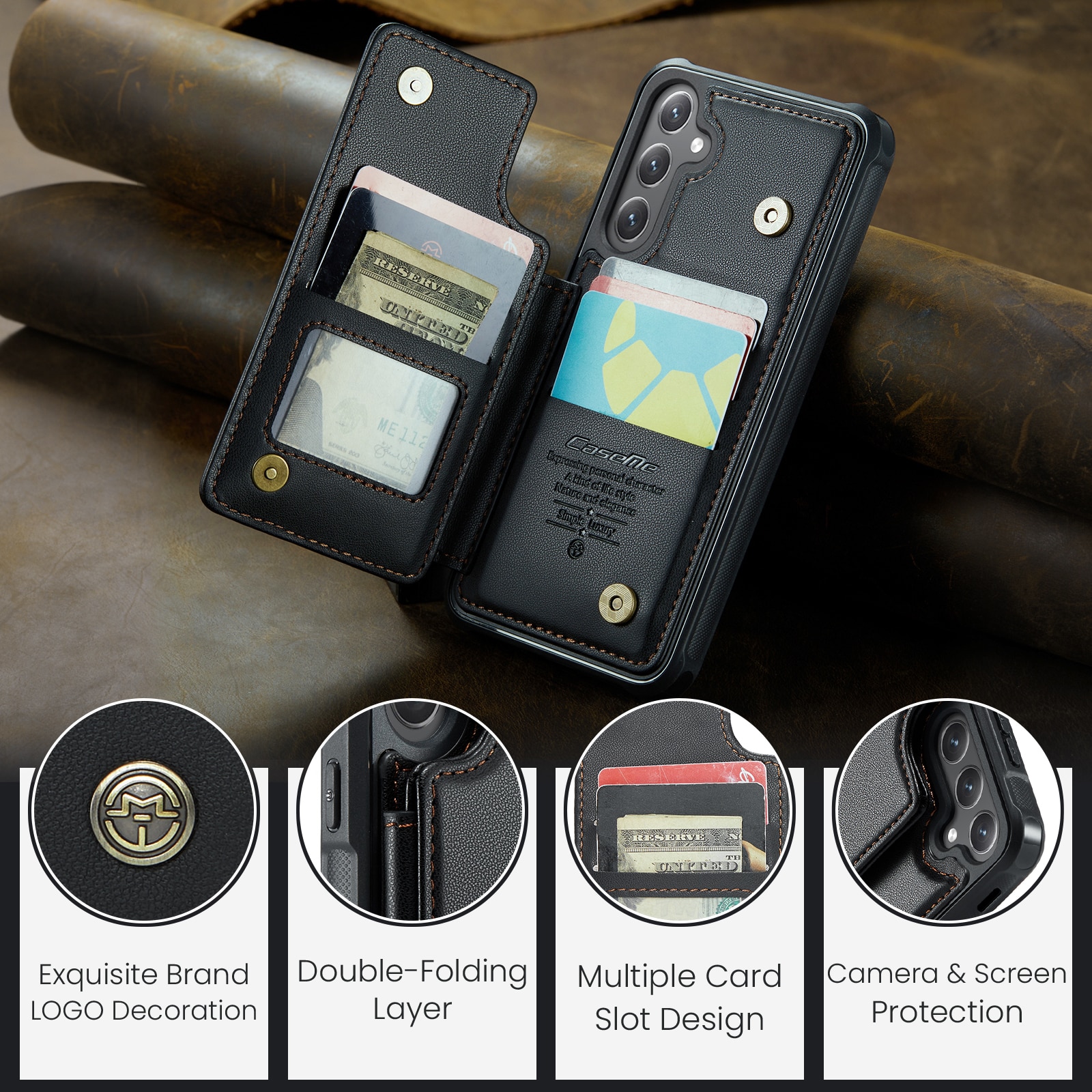 Funda con tarjetero anti-RFID Samsung Galaxy S25 FE negro