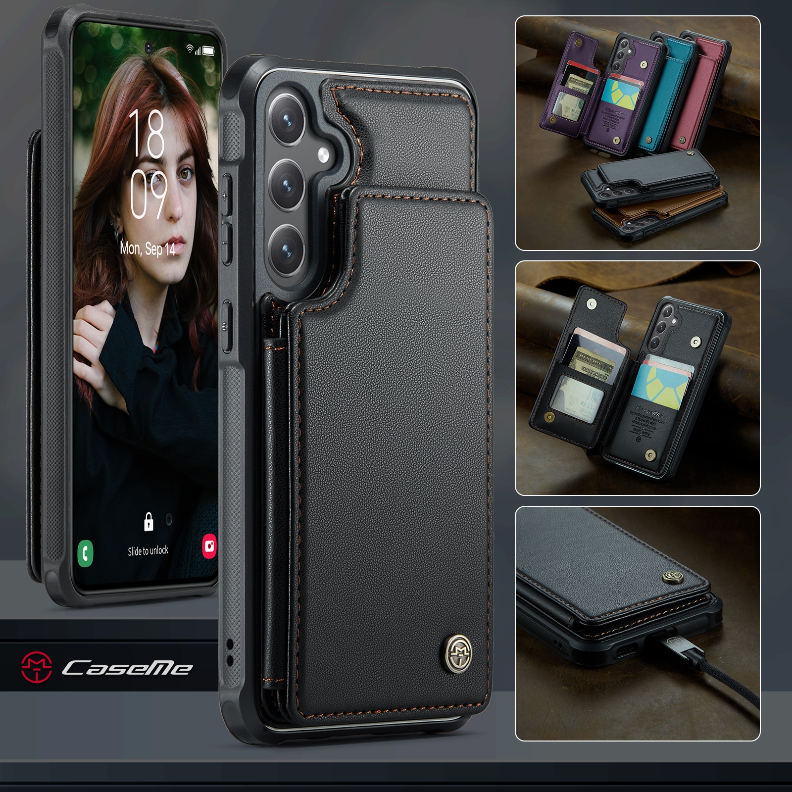 Funda con tarjetero anti-RFID Samsung Galaxy S25 FE negro