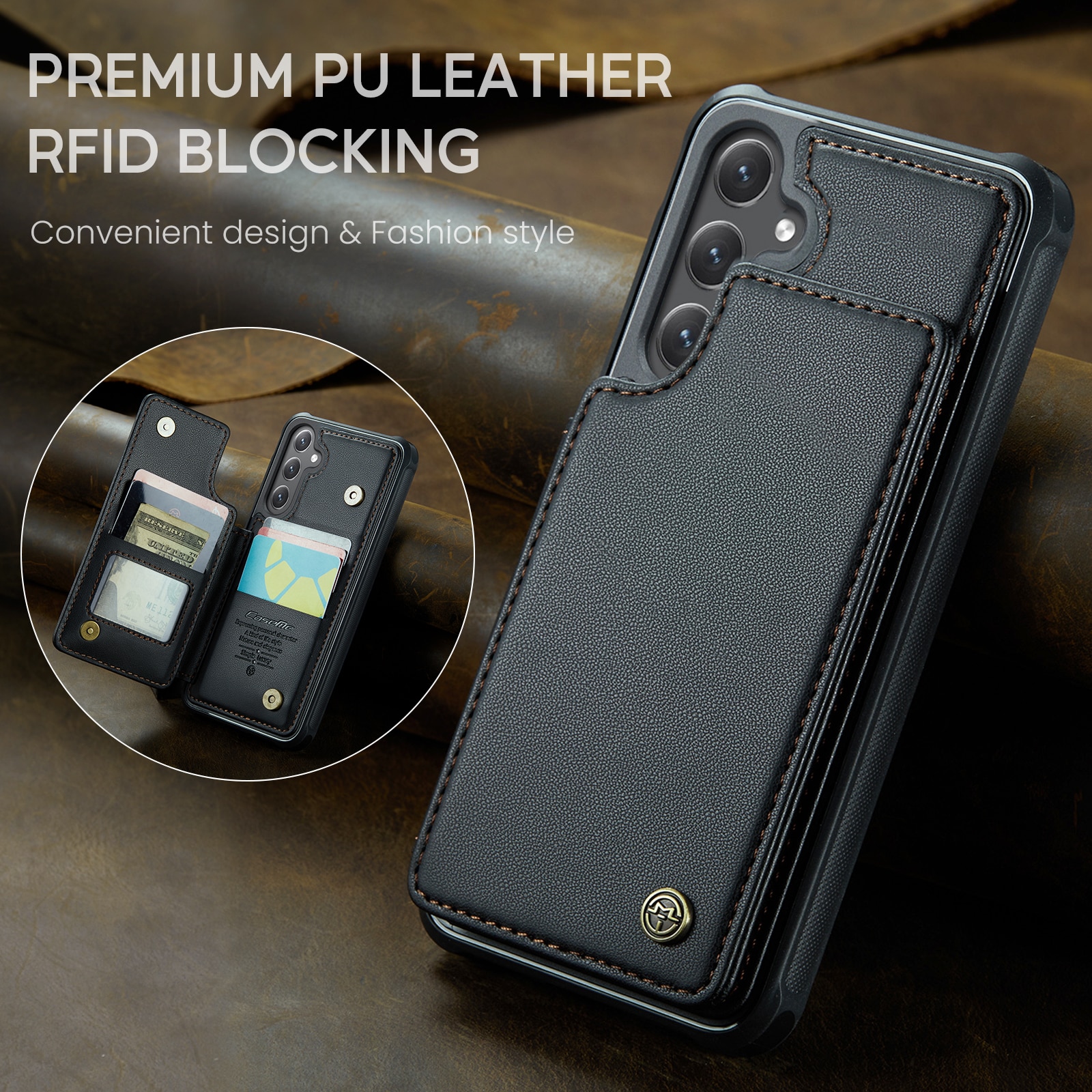 Funda con tarjetero anti-RFID Samsung Galaxy S25 FE negro