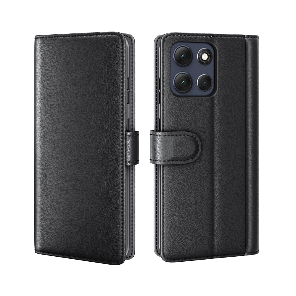 Funda de cuero genuino Motorola Moto G86, Negro