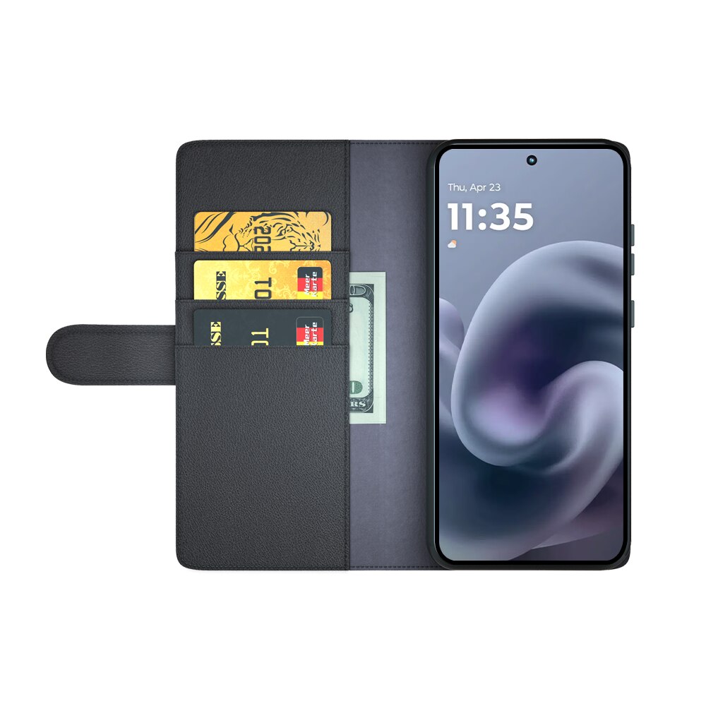 Funda de cuero genuino Motorola Moto G86, Negro