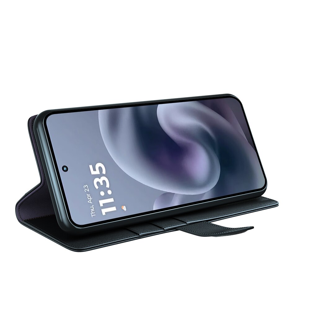 Funda de cuero genuino Motorola Moto G86, Negro