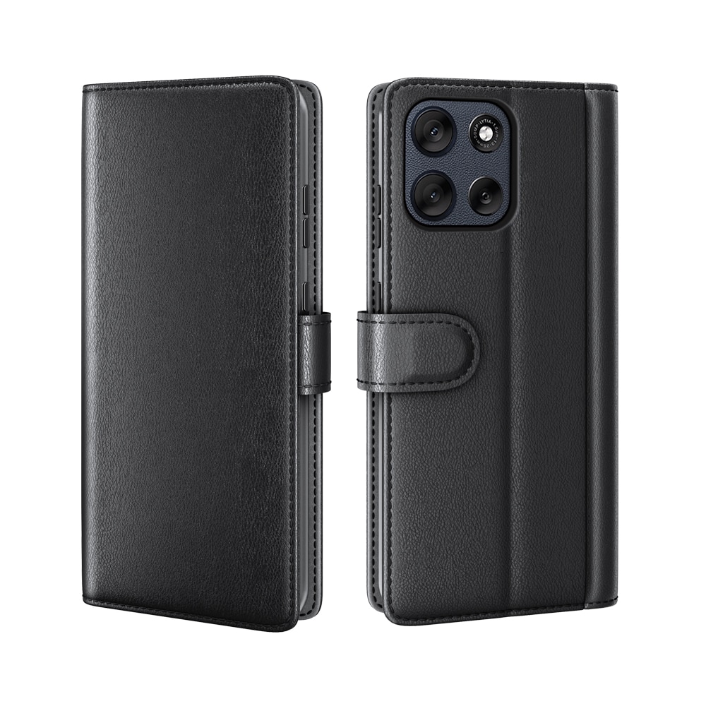 Funda de cuero genuino Motorola Moto G56, Negro