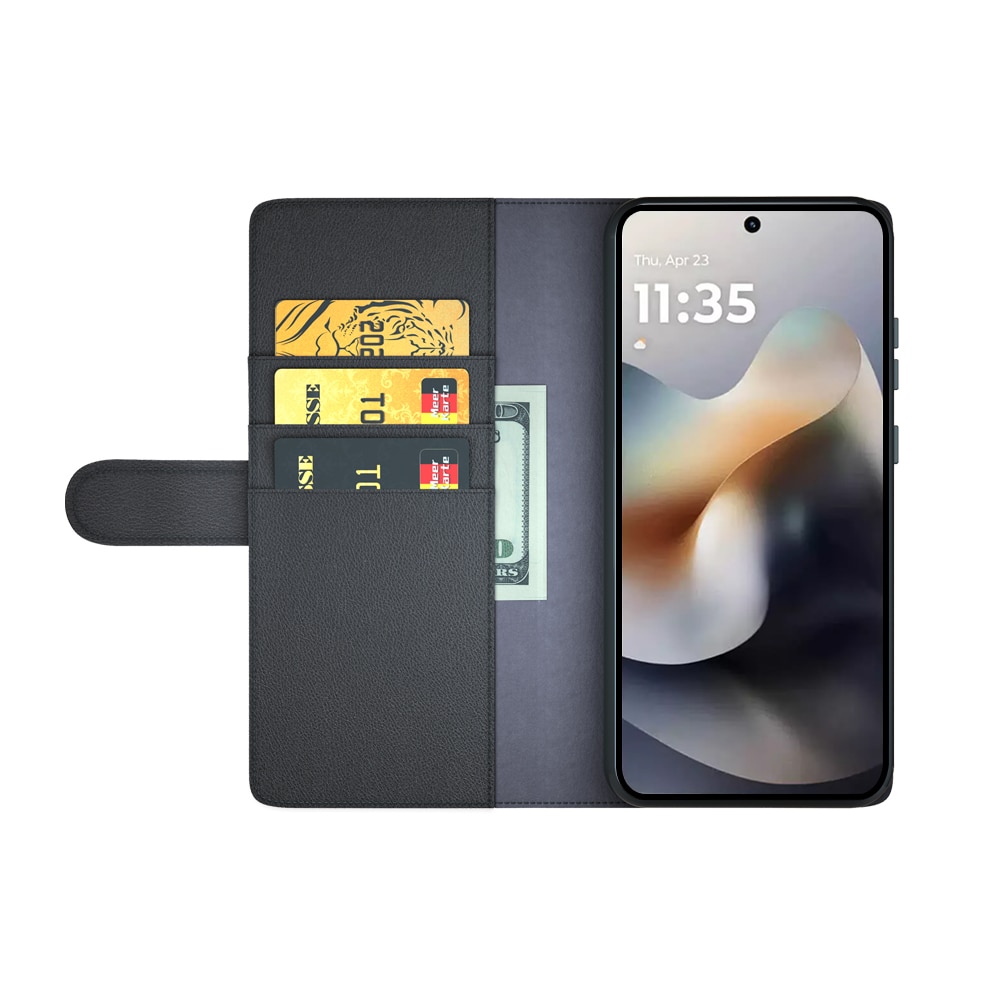 Funda de cuero genuino Motorola Moto G56, Negro