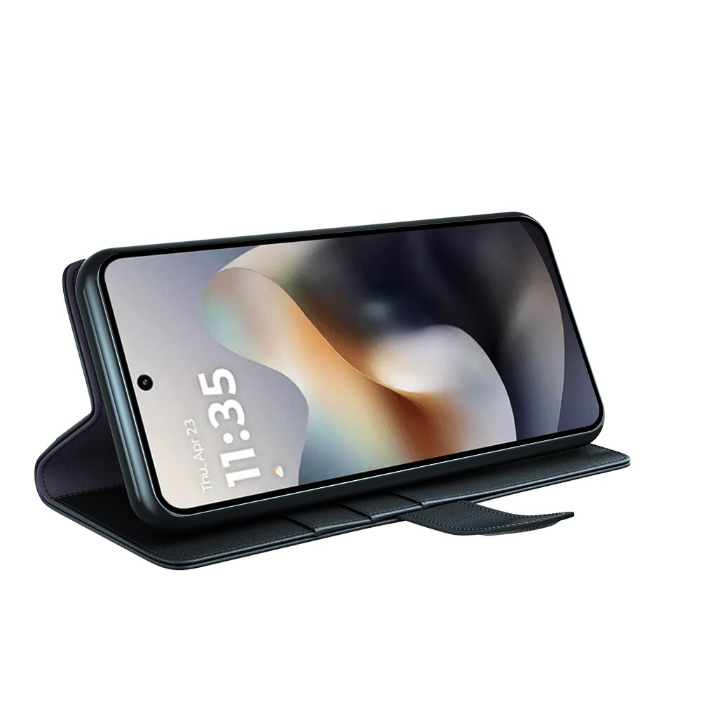Funda de cuero genuino Motorola Moto G56, Negro