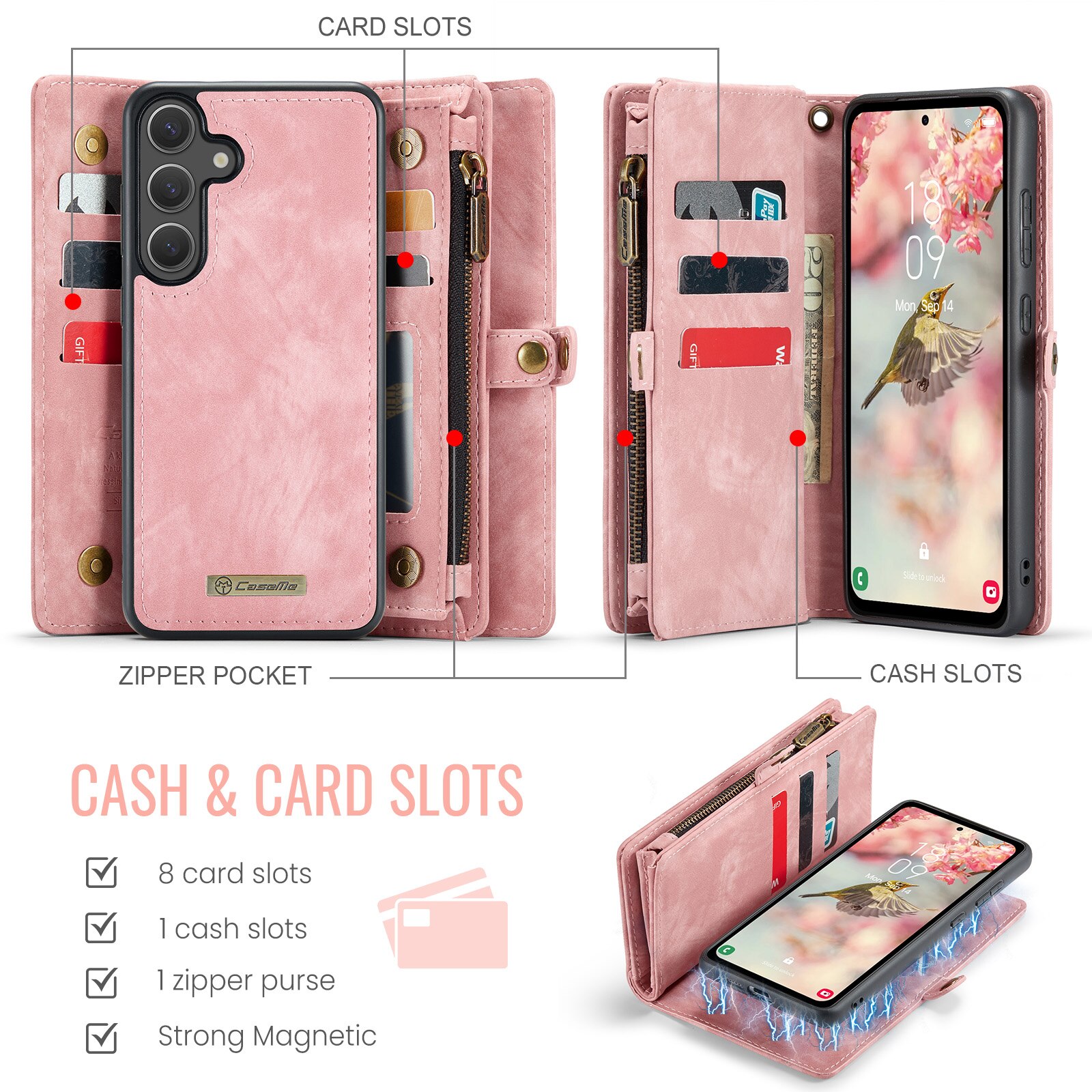 Cartera Multi-Slot Samsung Galaxy S25 FE Rosa