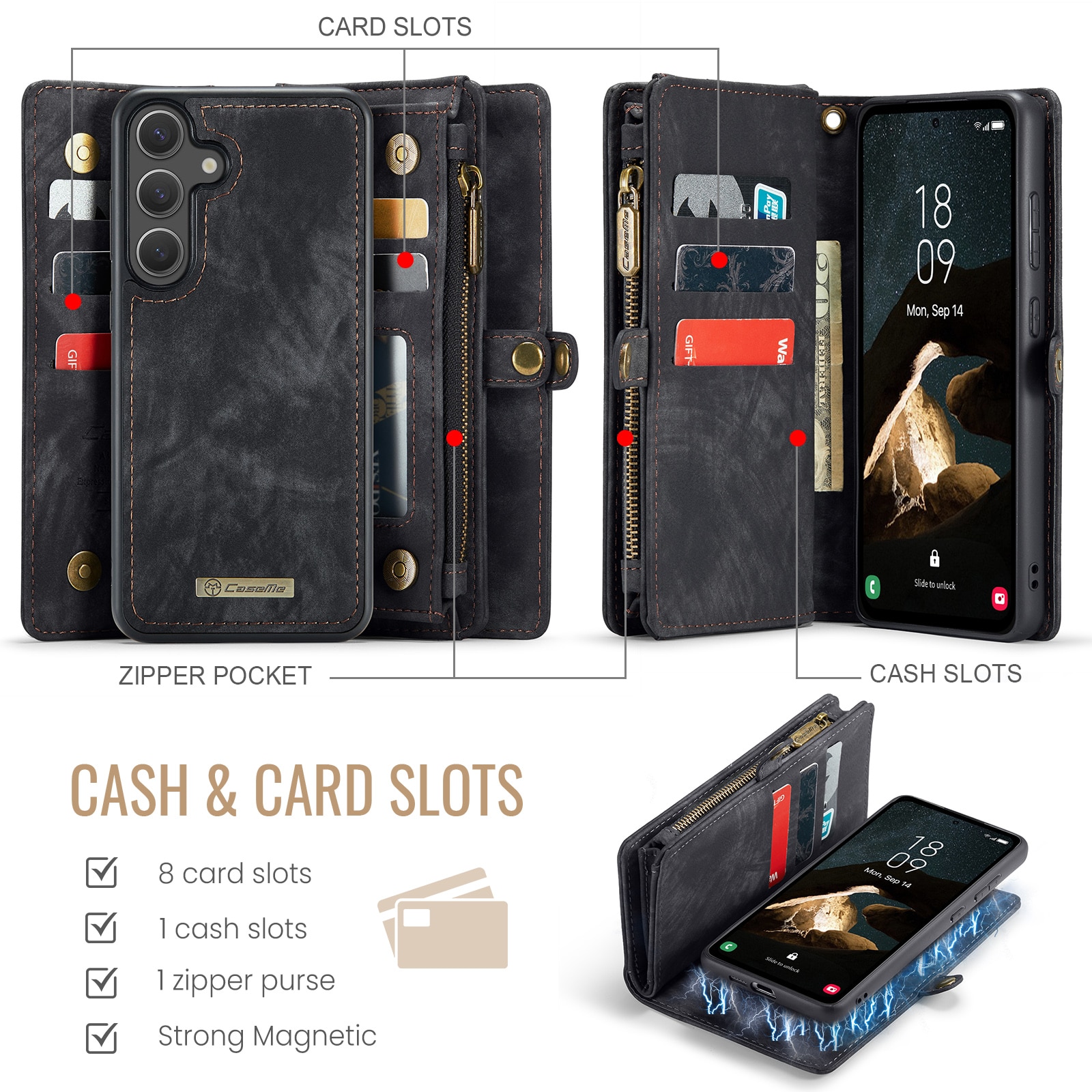 Cartera Multi-Slot Samsung Galaxy S25 FE Gris