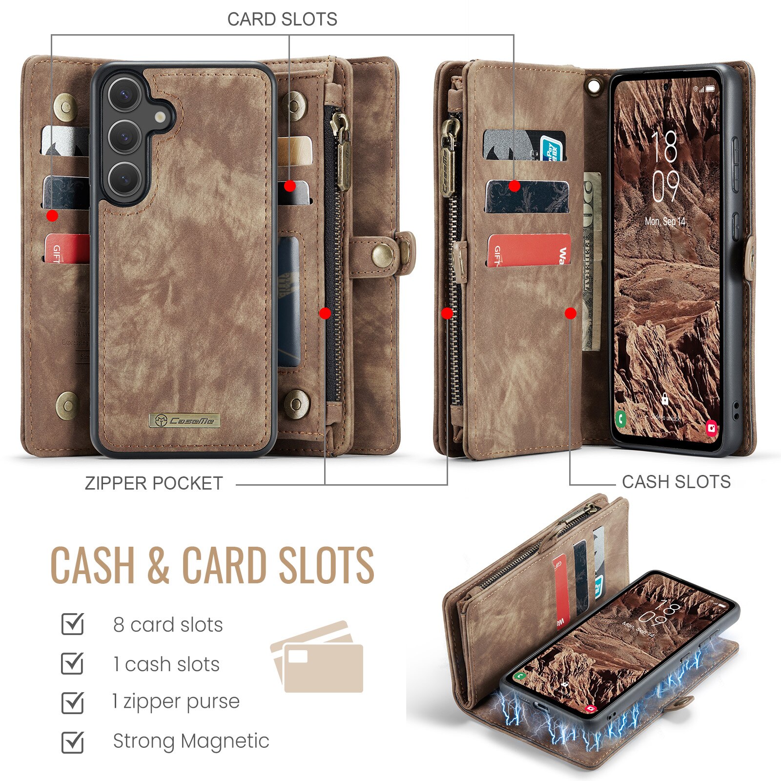 Cartera Multi-Slot Samsung Galaxy S25 FE Marrón