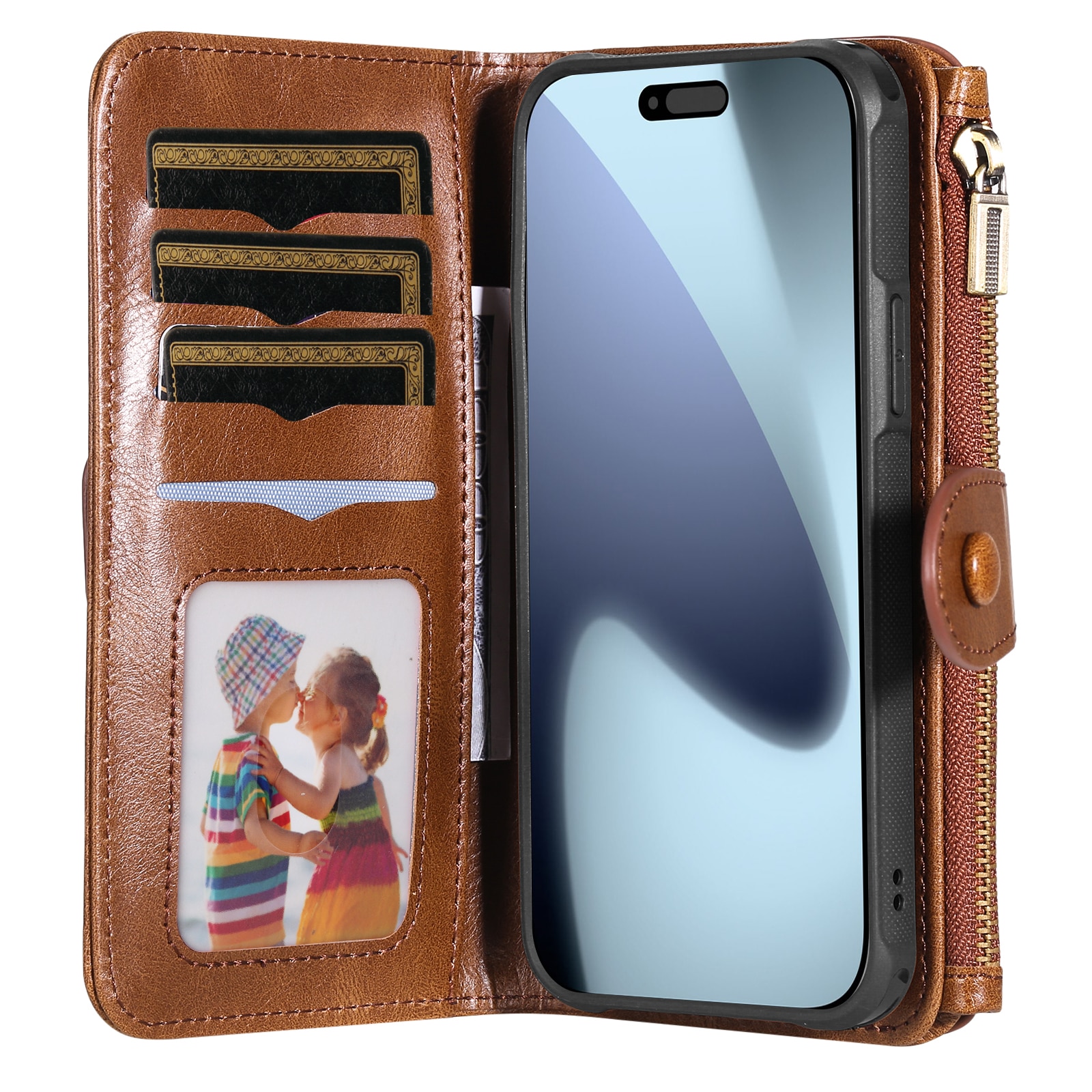 Magnet Leather Multi Wallet iPhone 17 Pro Max Marrón