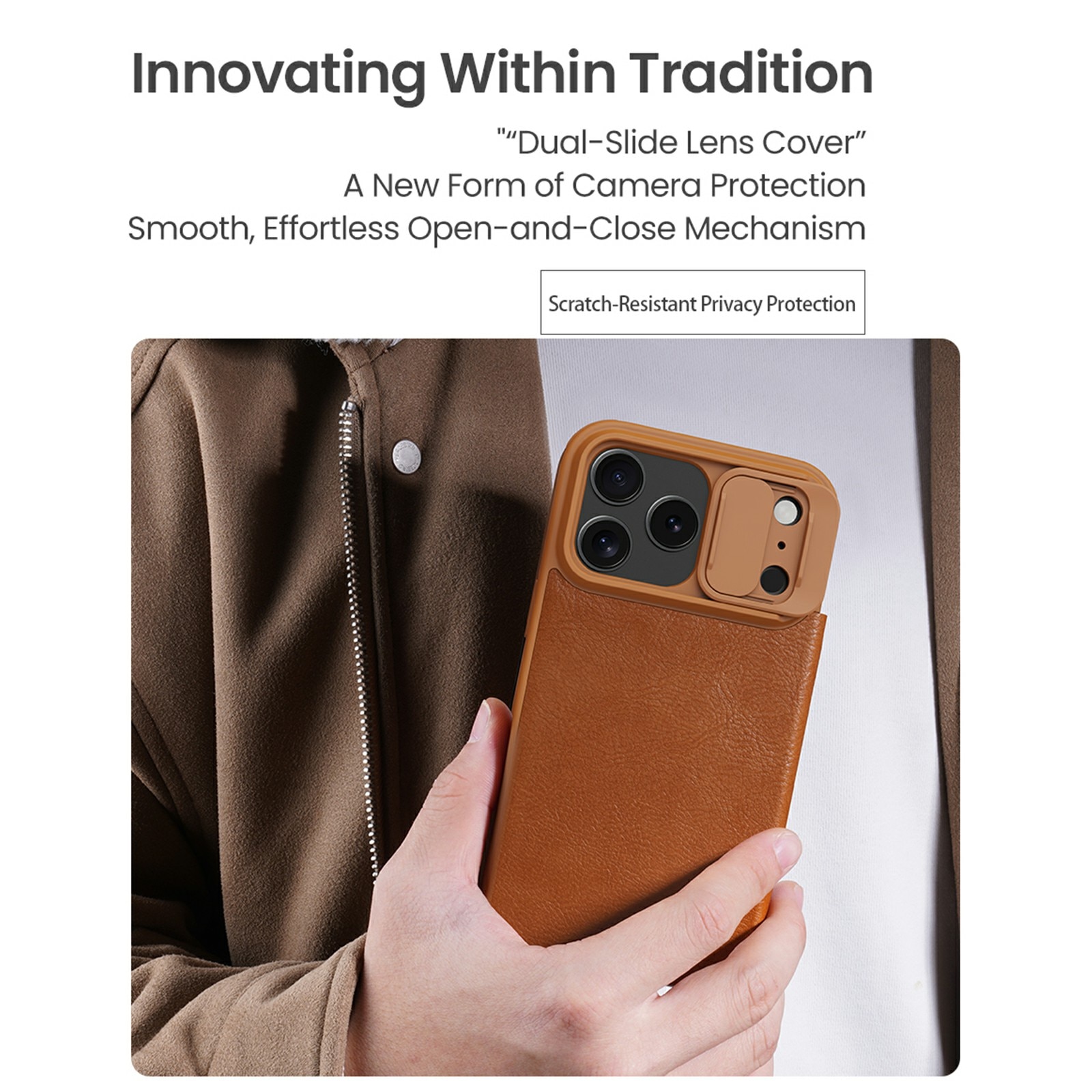 Funda Qin Pro CamShield iPhone 17 Pro Max Marrón