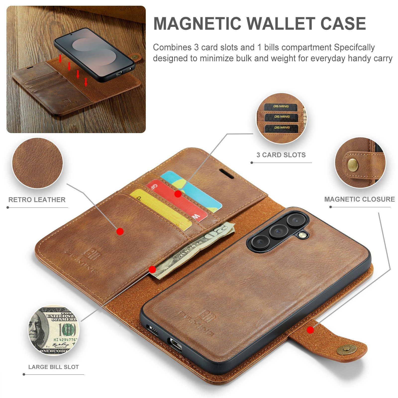 Cartera Magnet Wallet Samsung Galaxy S25 FE Cognac