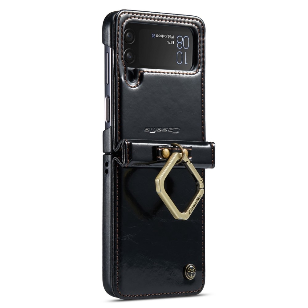 Funda de cuero Handstrap Samsung Galaxy Z Flip 4 Negro