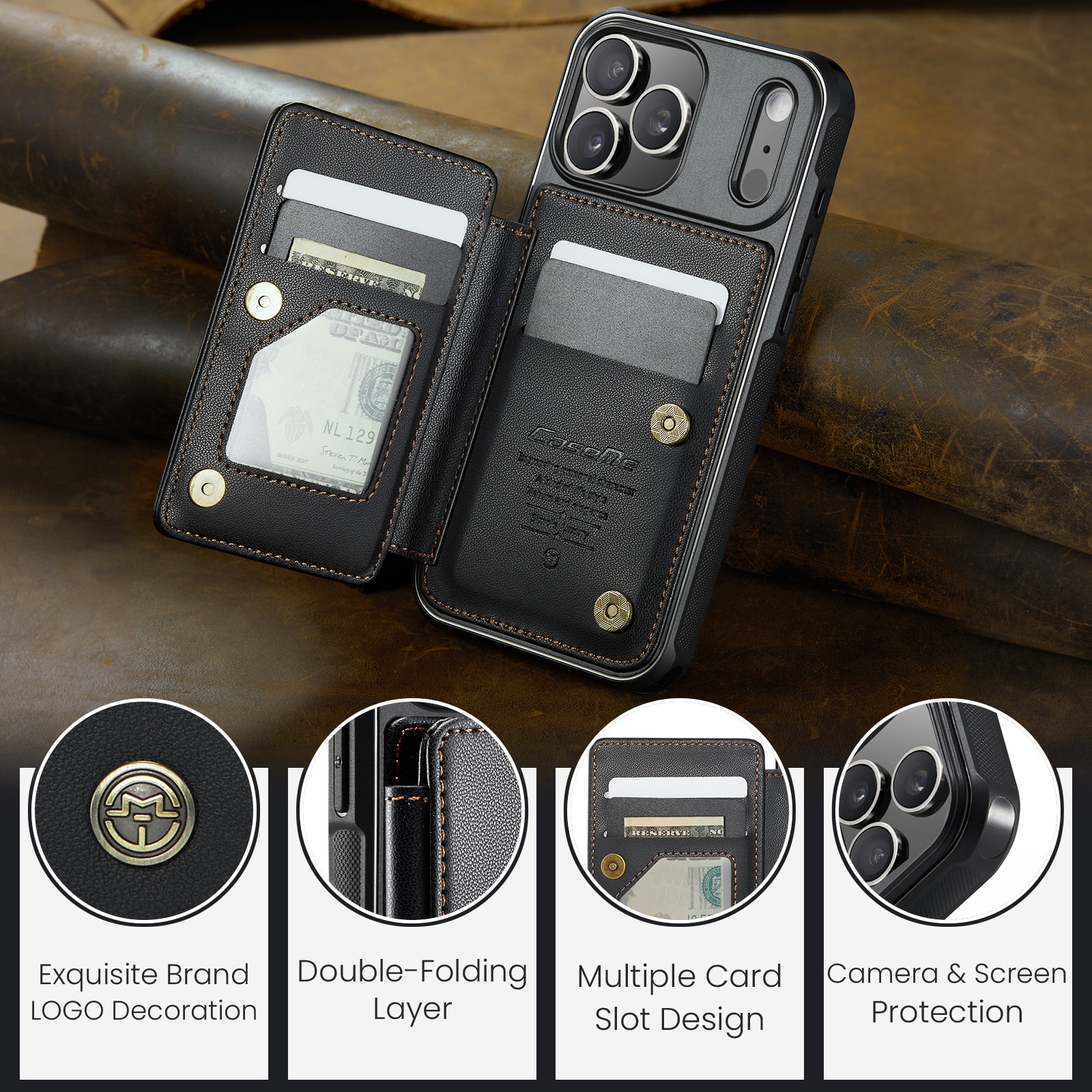 Funda con tarjetero anti-RFID iPhone 17 Pro negro