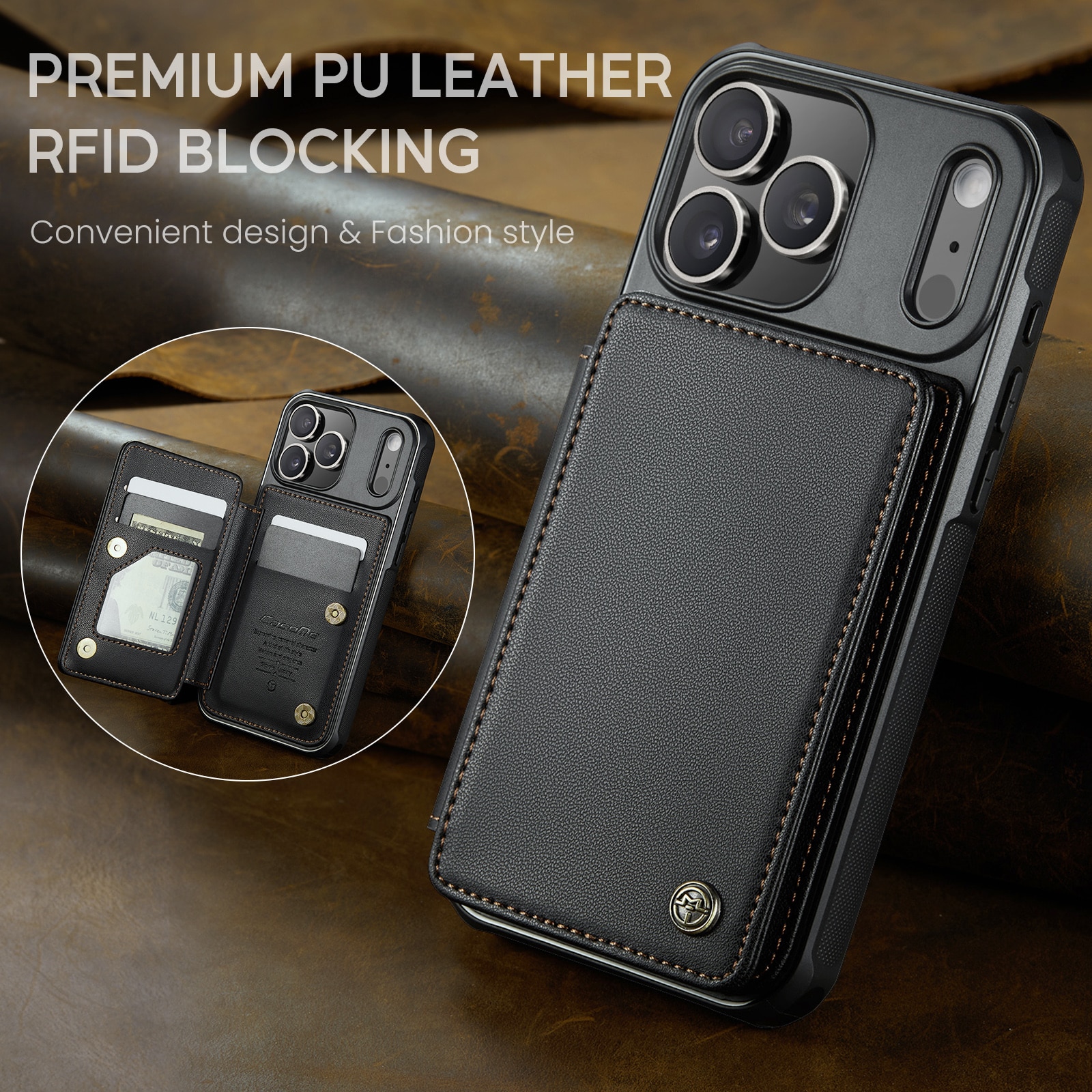 Funda con tarjetero anti-RFID iPhone 17 Pro negro