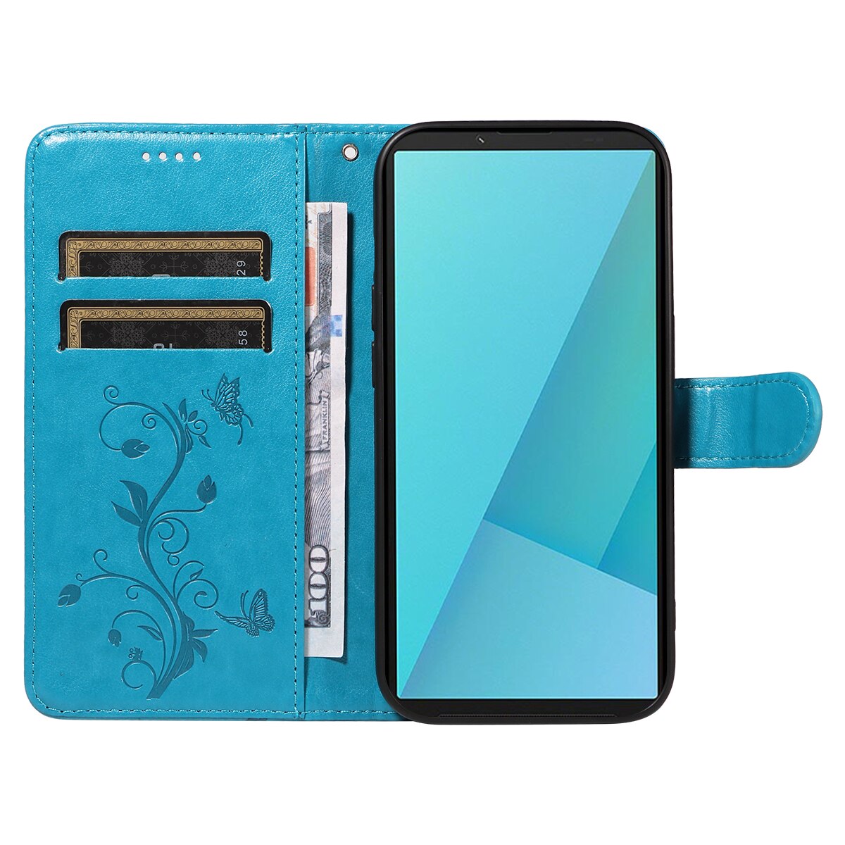 Funda de Cuero con Mariposas Sony Xperia 10 VII, Azul