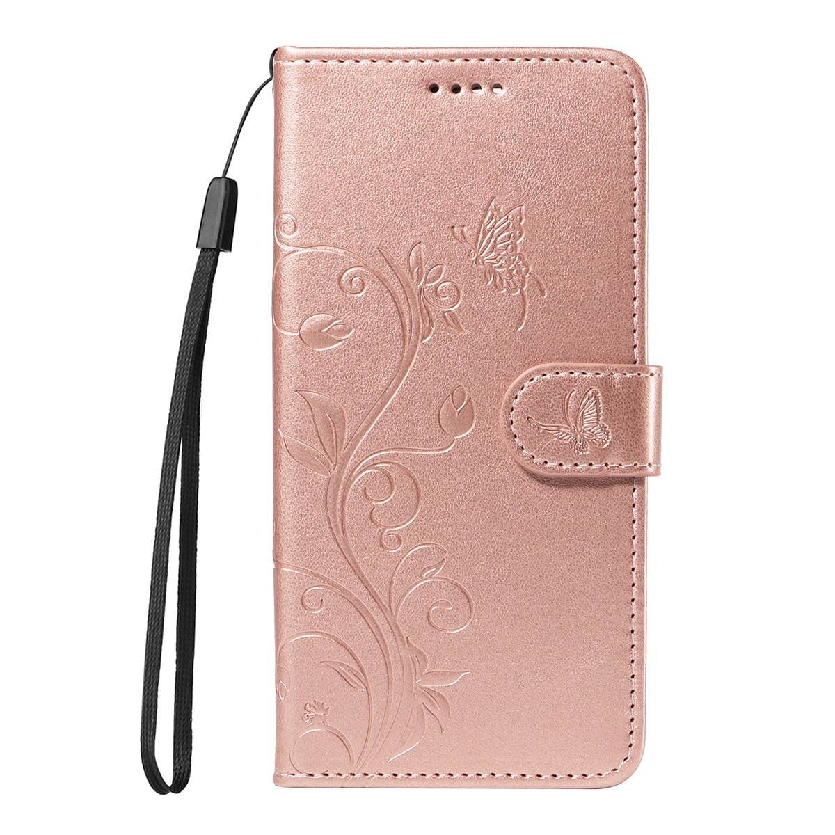 Funda de Cuero con Mariposas Sony Xperia 10 VII, Oro rosa